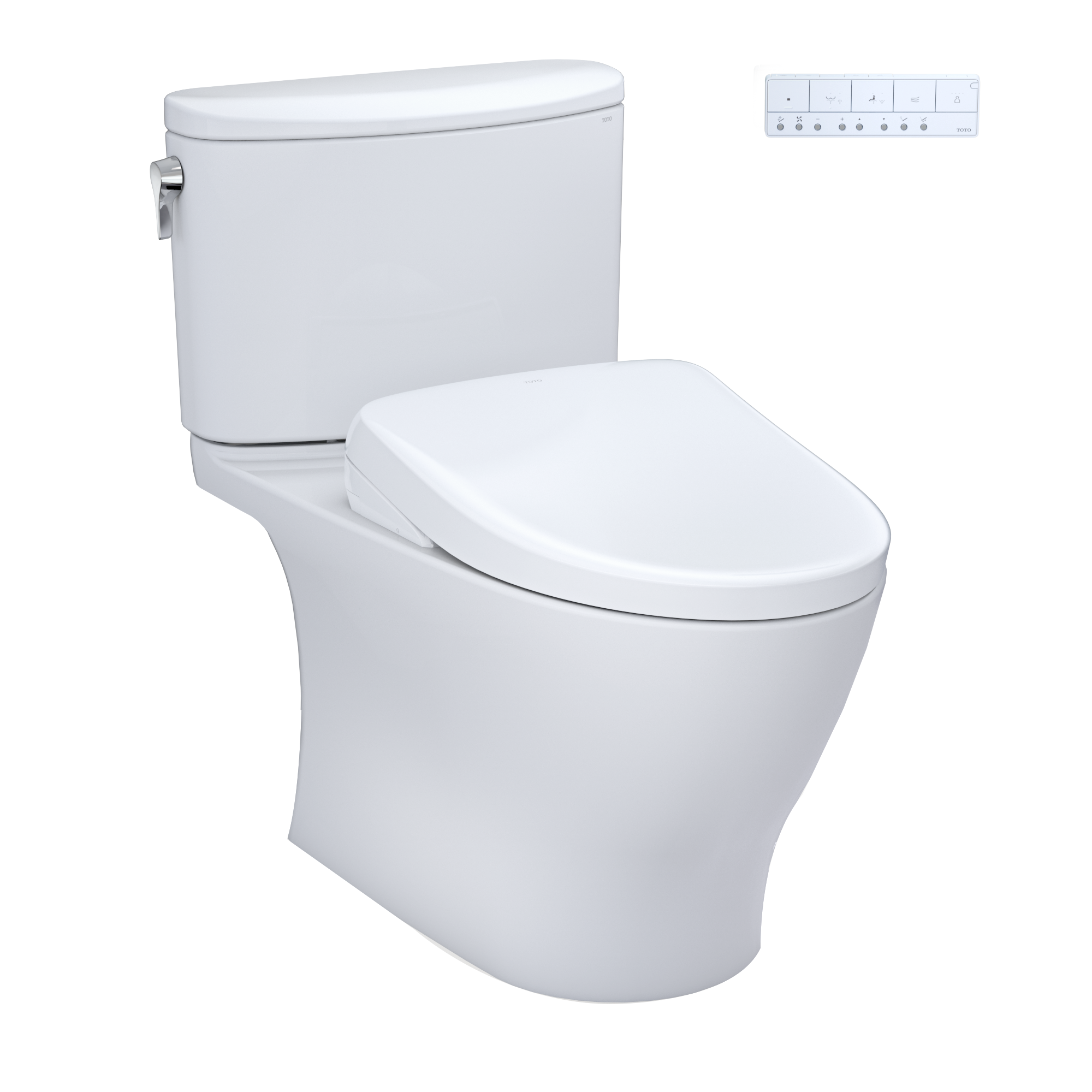 TOTO WASHLET+ Nexus Two-Piece Elongated 1.28 GPF Toilet with Auto Flush S7A Contemporary Bidet Seat, Cotton White, Vitreous China|Plastic, MW4424736CEFGA#01