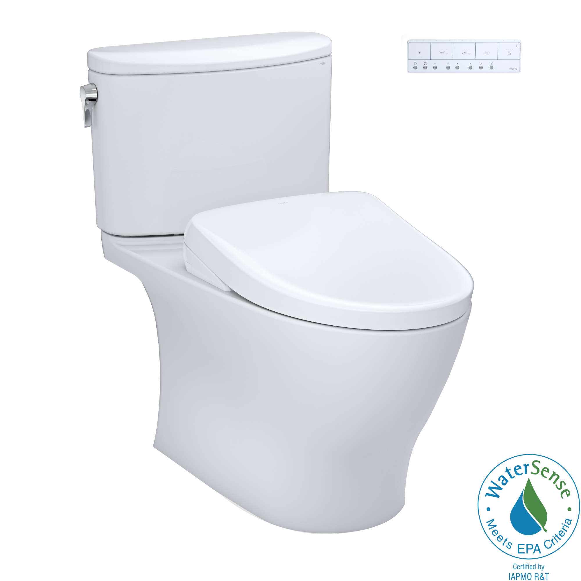 TOTO WASHLET+ Nexus Two-Piece Elongated 1.28 GPF Toilet with Auto Flush S7 Contemporary Bidet Seat, Cotton White, Vitreous China|Plastic, MW4424726CEFGA#01