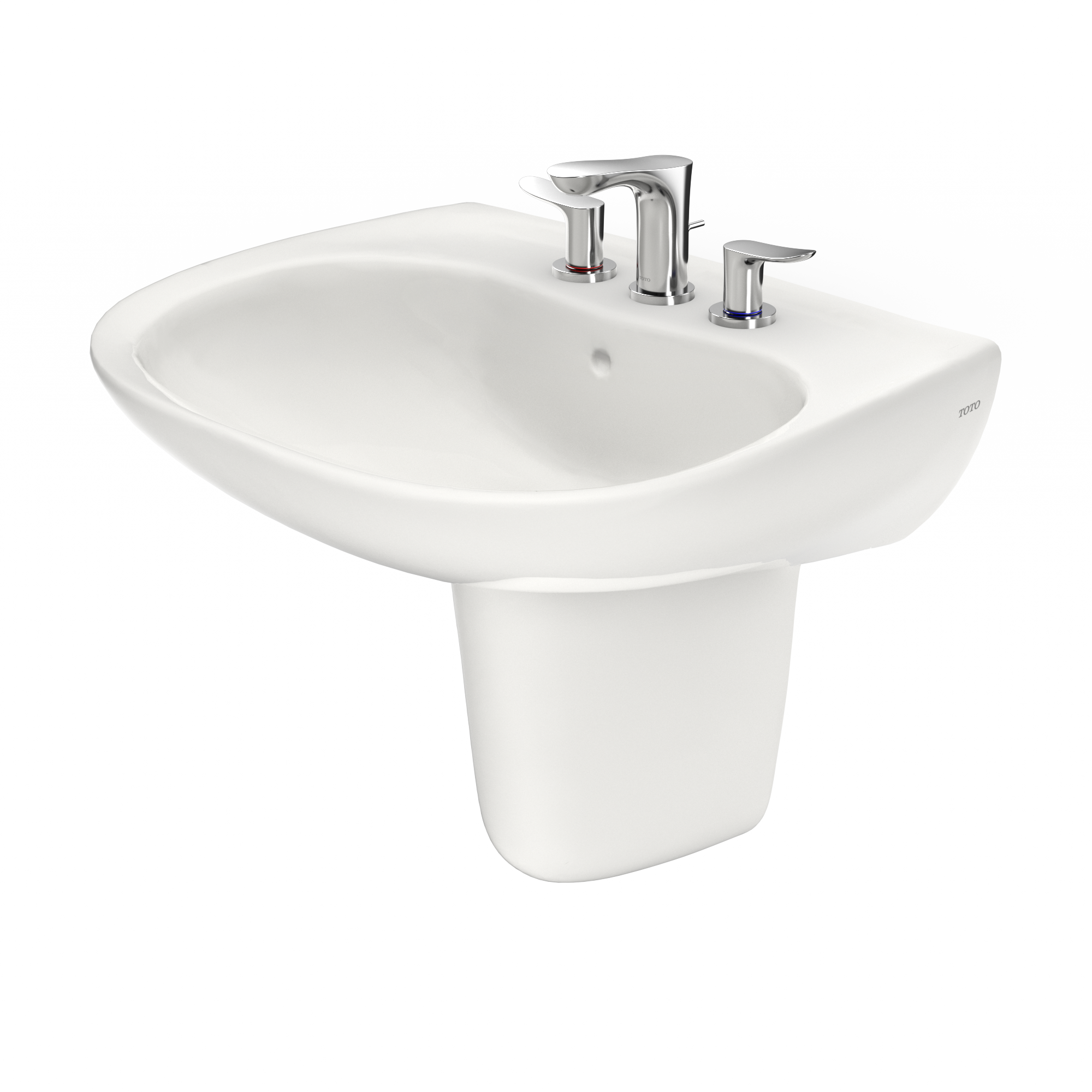 Alternate Image for TOTO Prominence Oval Wall-Mount Bathroom Sink with CEFIONTECT and Shroud for 8 Inch Center Faucets, Colonial White, Vitreous China, LHT242.8G#11
