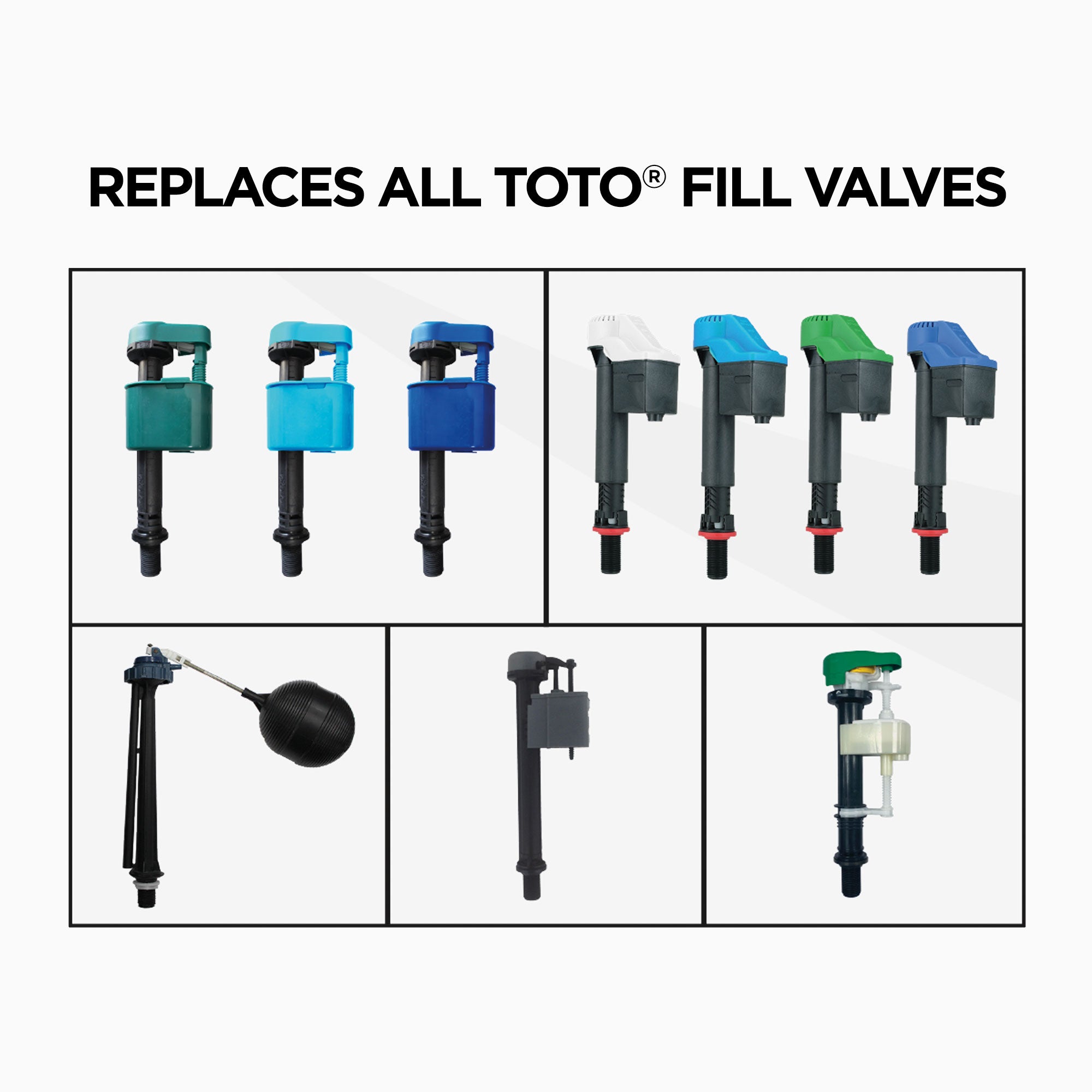 TOTO Adjustable Replacement Fill Valve Assembly for Toilet Tanks, TSU99A.XR