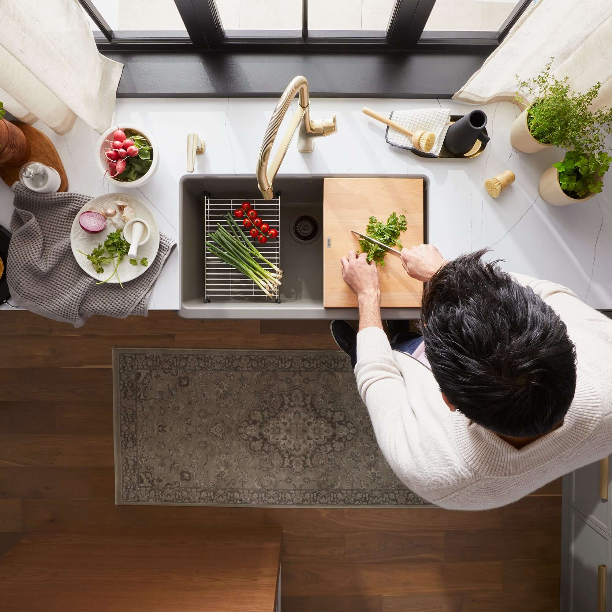 Alternate Image for Blanco Ikon 30" Silgranit Farmhouse Sink, Volcano Gray, No Faucet Hole, 443113