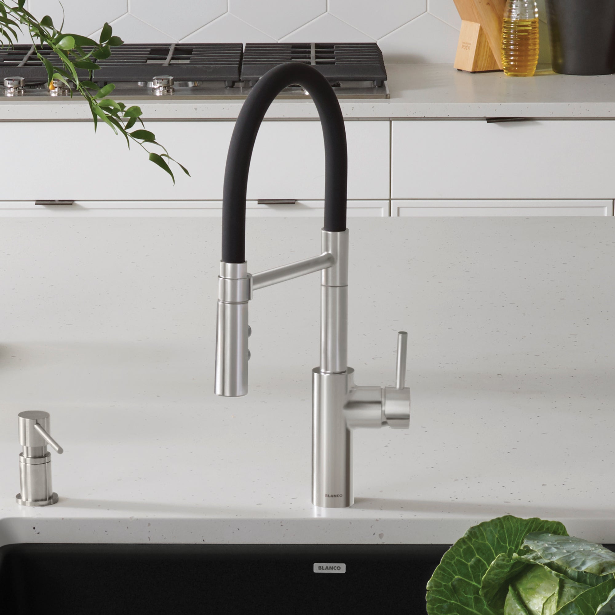 Blanco Catris Flexo Semi-Pro Pull-Down Dual-Spray Kitchen Faucet, PVD Steel, 1.5 GPM, Brass, 402448
