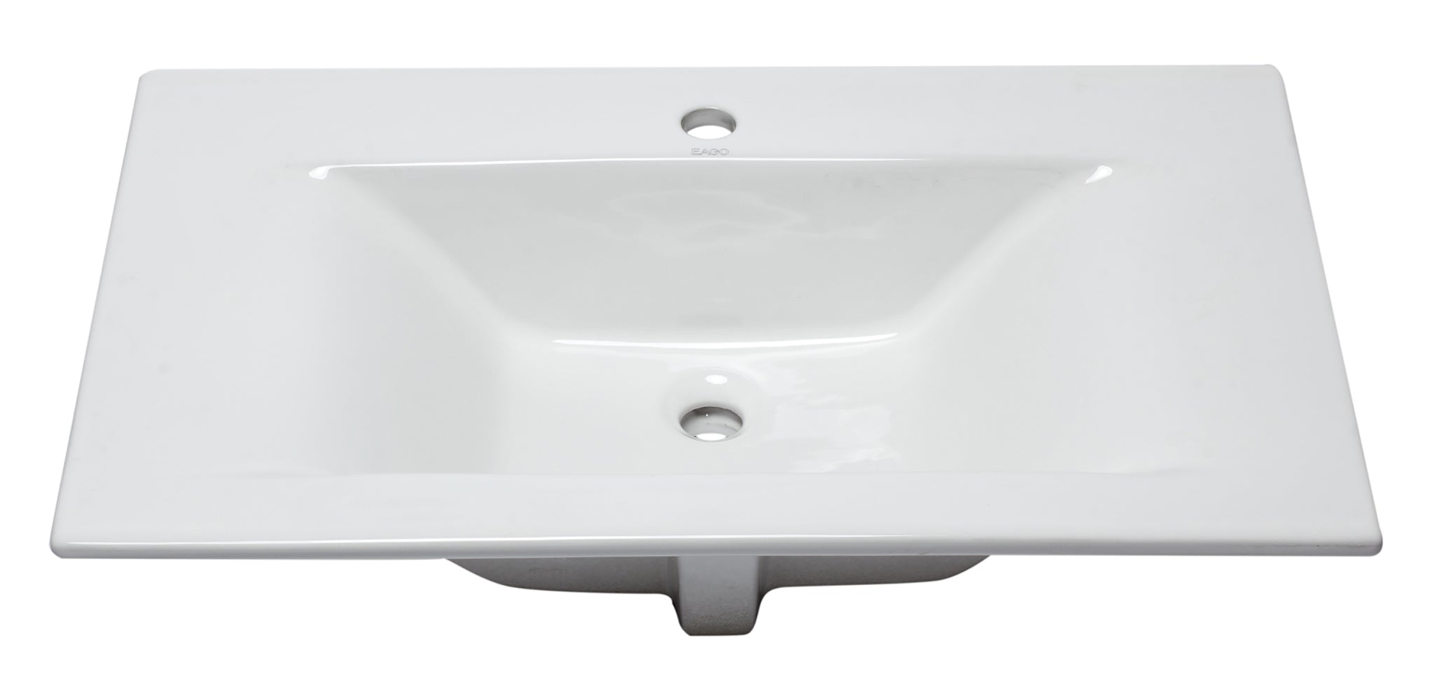 Alternate Image for Eago 31.5" x 18.88" Rectangle Drop In Porcelain Bathroom Sink, White, 1 Faucet Hole, BB127