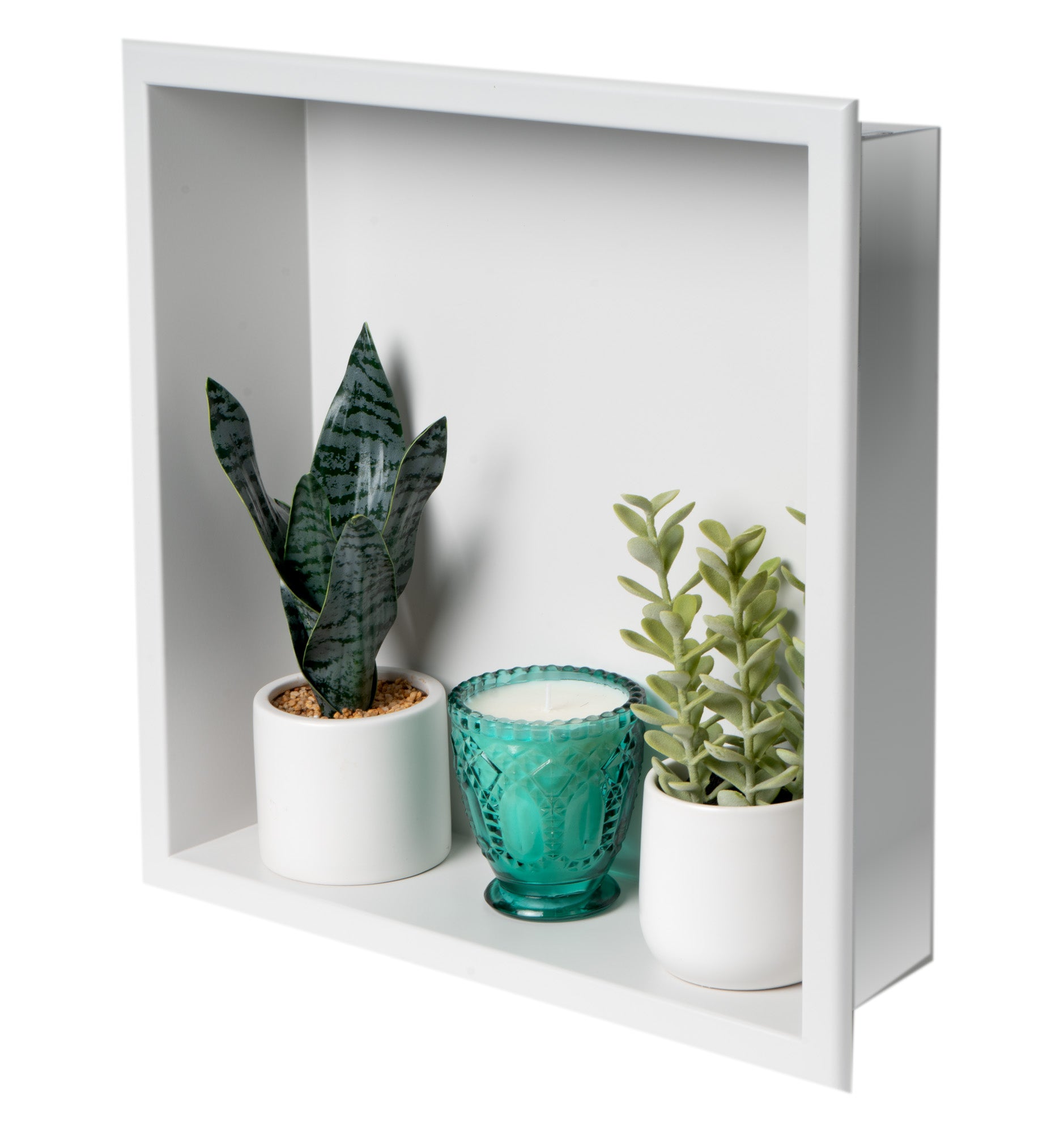 Alternate Image for ALFI brand ABNC1616-W 16" x 16" White Matte Stainless Steel Square Single Shelf Bath Shower Niche, 20 Gauge