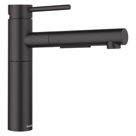 Blanco Alta II Low Arc Pull-Out Dual-Spray Kitchen Faucet, Matte Black, 1.5 GPM, Brass, 527560