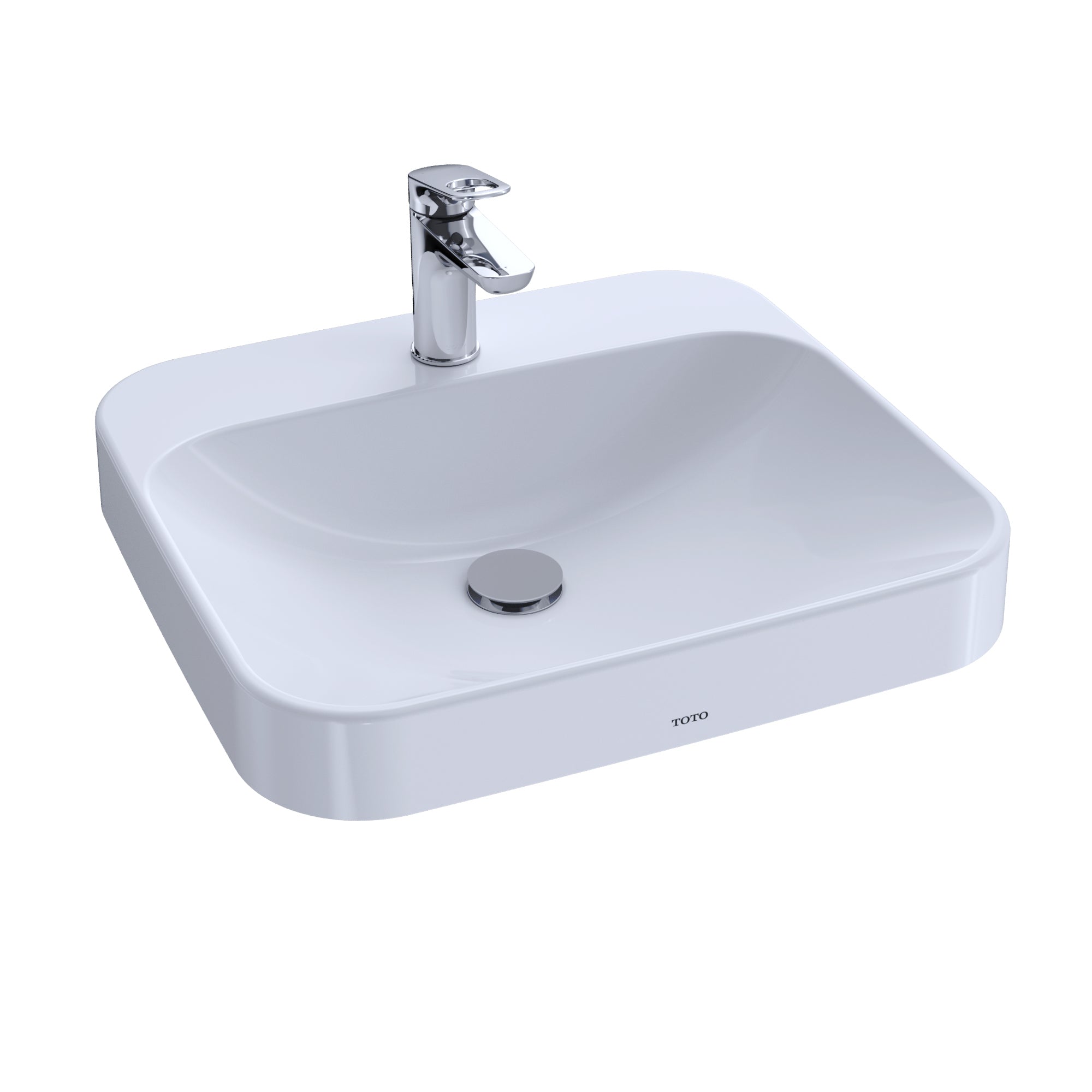 Alternate Image for TOTO Arvina Rectangular 20" Vessel Bathroom Sink with CEFIONTECT for Single Hole Faucets, Cotton White, Vitreous China, LT415G#01