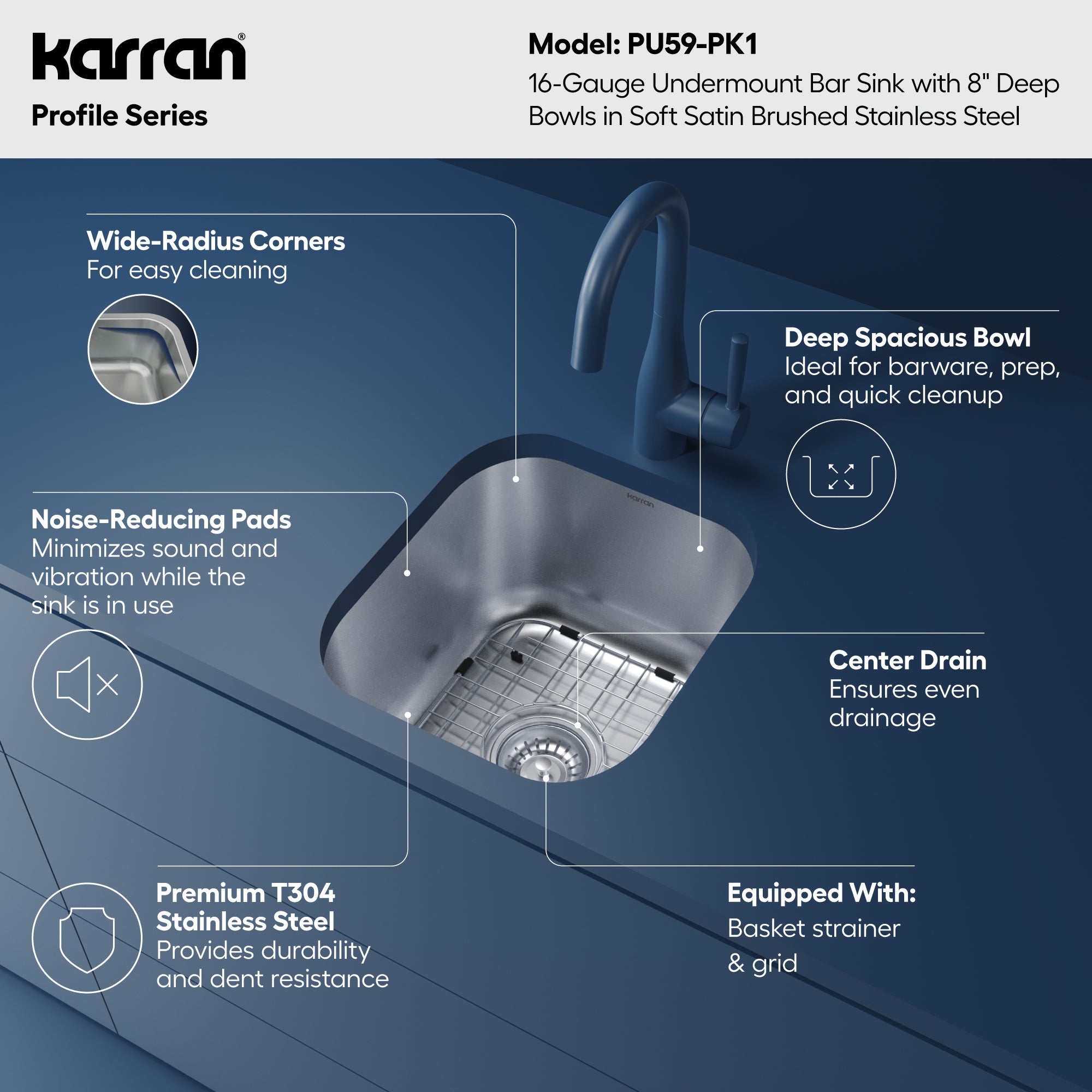 Karran profile 15 stainless steel kitchen sink product image