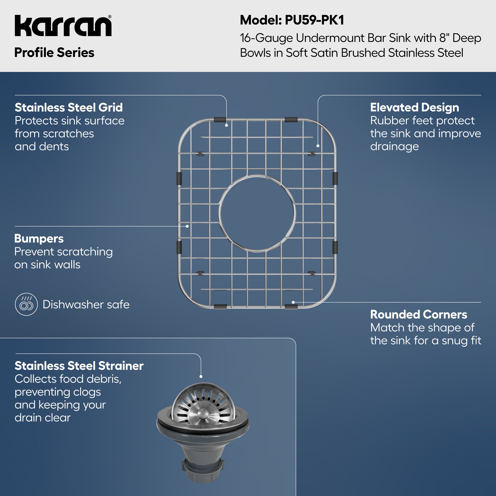 Karran profile 15 stainless steel kitchen sink product image