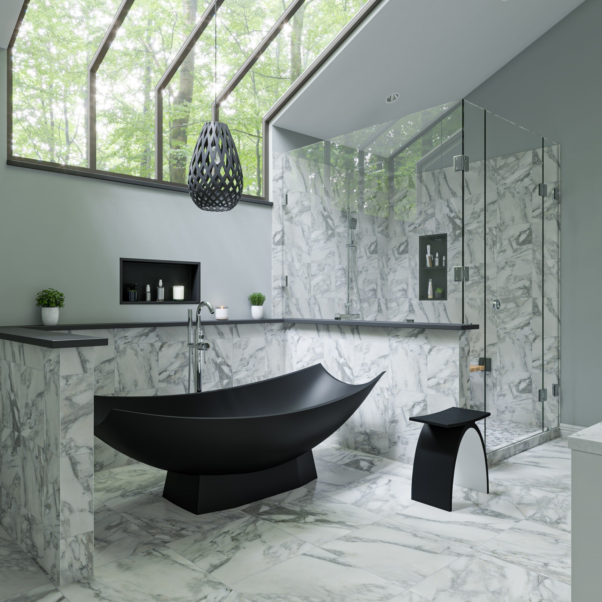 Alternate Image for ALFI brand 71" Solid Surface Resin Free Standing Oval Bathtub, Hammock Style, Black Matte, AB9992BM