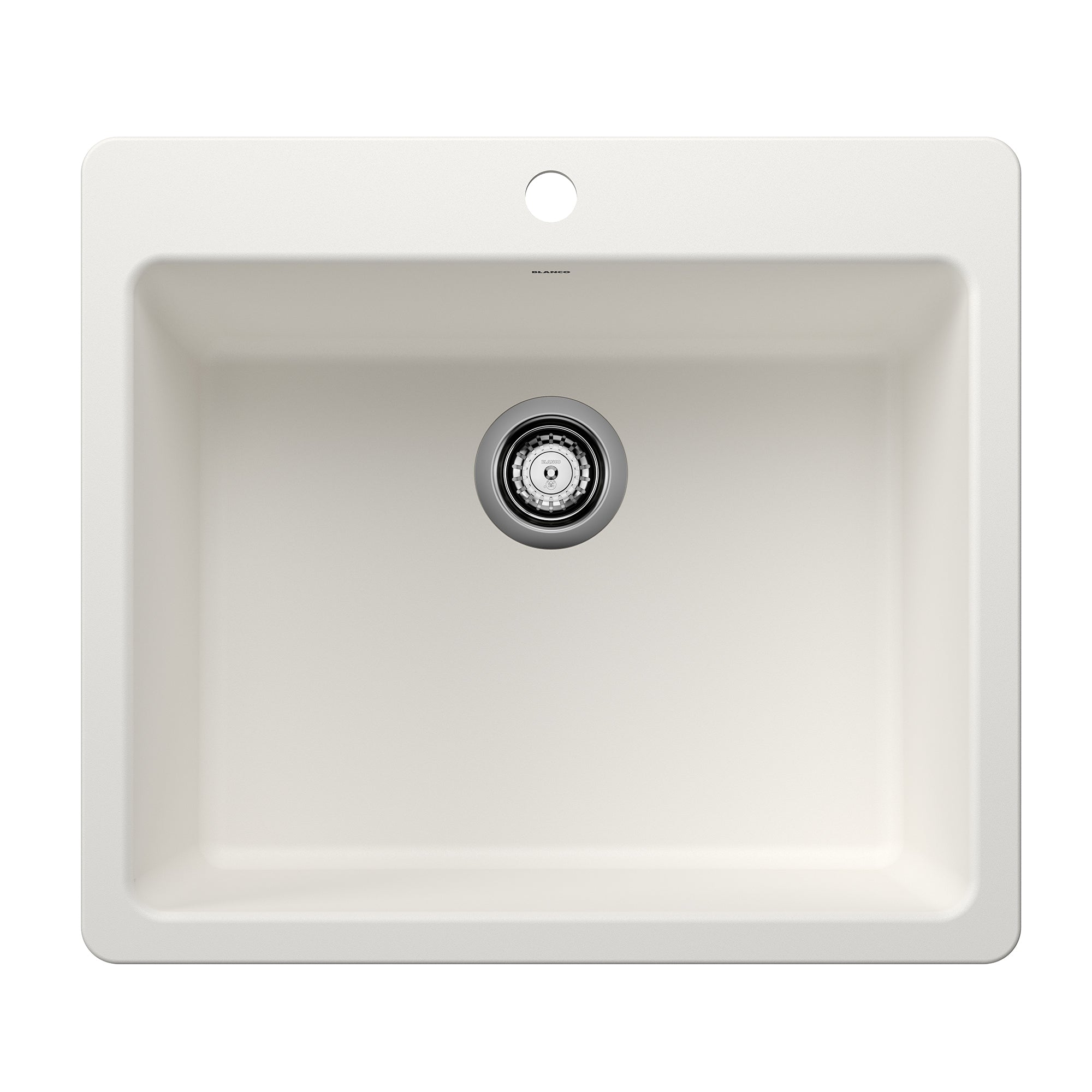 Blanco Liven 25" Dual Mount Silgranit Kitchen Sink, White, 1 Faucet Hole, 443221