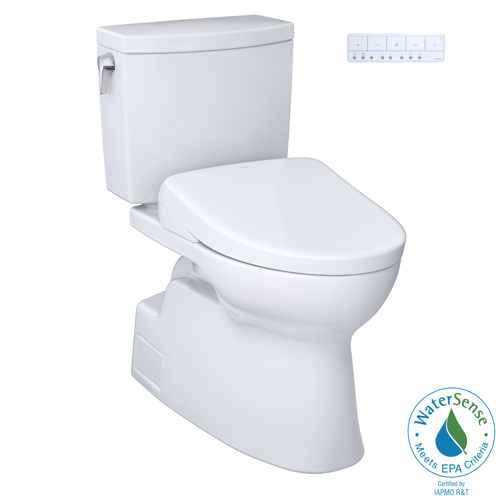 TOTO WASHLET+ Vespin II 1G Two-Piece Elongated 1.0 GPF Toilet and WASHLET+ S7 Contemporary Bidet Seat, Cotton White, Vitreous China|Plastic, MW4744726CUFG#01