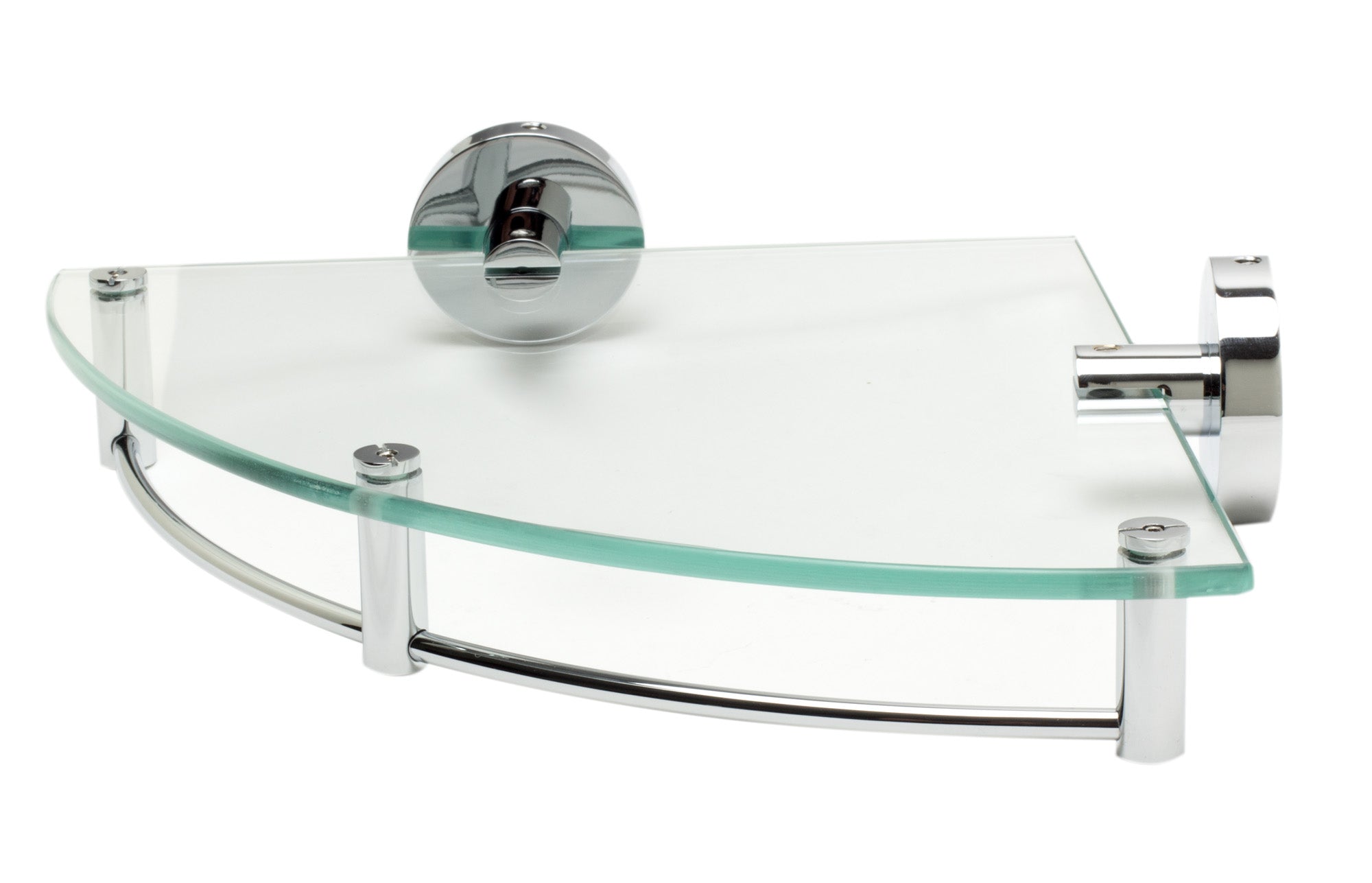 Alternate Image for ALFI brand AB9546 Polished Chrome Corner Mounted Glass Shower Shelf Bathroom Accessory, Brass, Grey