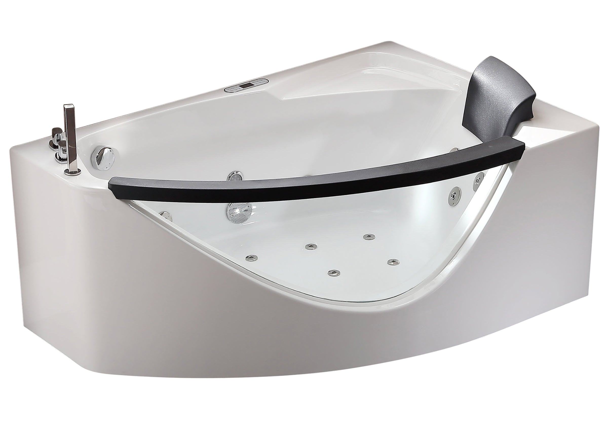 Eago 59" Acrylic Corner Neo-angle Round Bathtub, White, AM198ETL-L