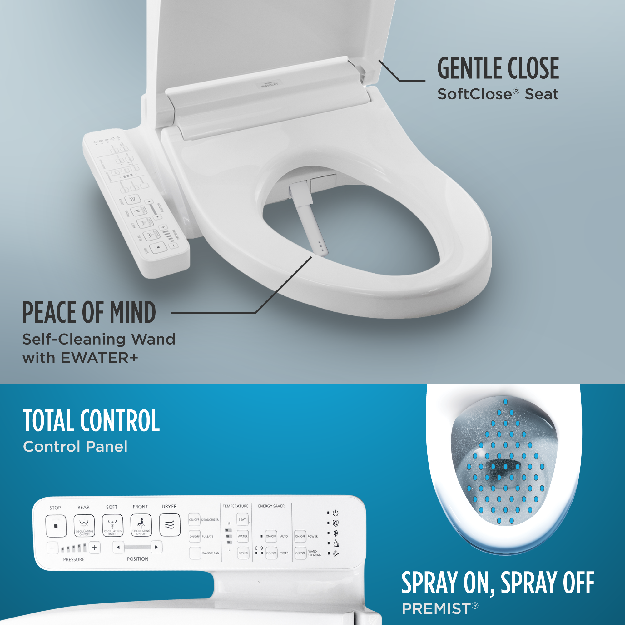 Alternate Image for TOTO Drake WASHLET+ Two-Piece Elongated 1.6 GPF Universal Height TORNADO FLUSH Toilet with C2 Bidet Seat, 10 Inch Rough-In, Cotton White, Vitreous China, MW7763074CSFG.10#01