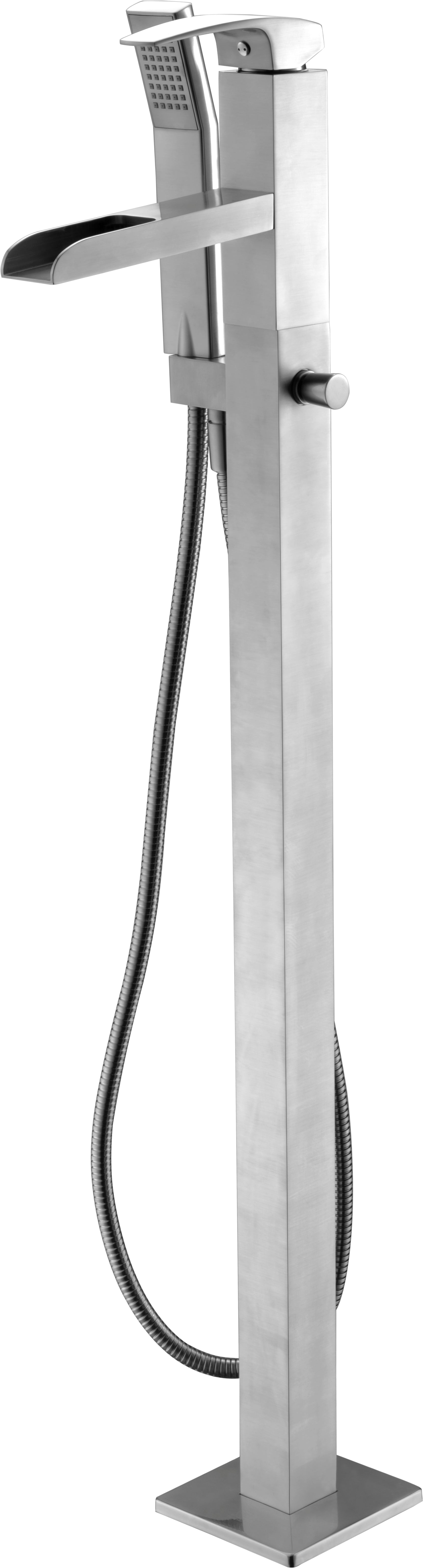 Alternate Image for ALFI brand Brass, AB2843-BN Brushed Nickel Single Hole Floor Mounted Waterfall Tub Filler