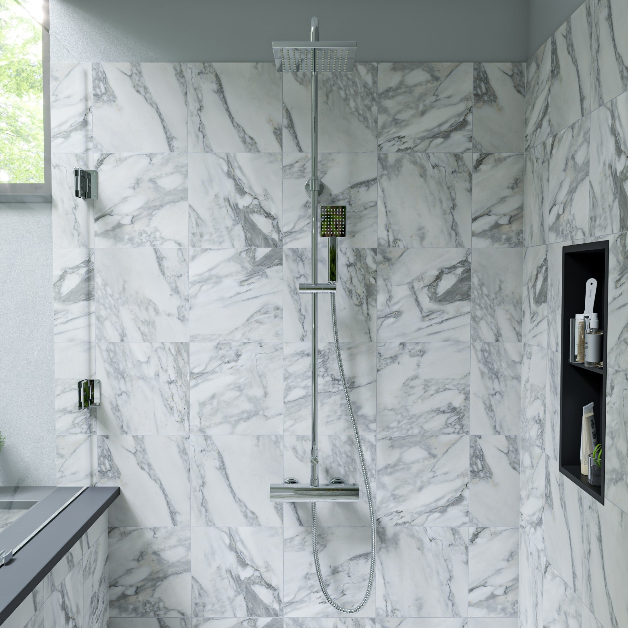 ALFI brand AB2862-PC Polished Chrome Square Style Thermostatic Exposed Shower Set, Brass