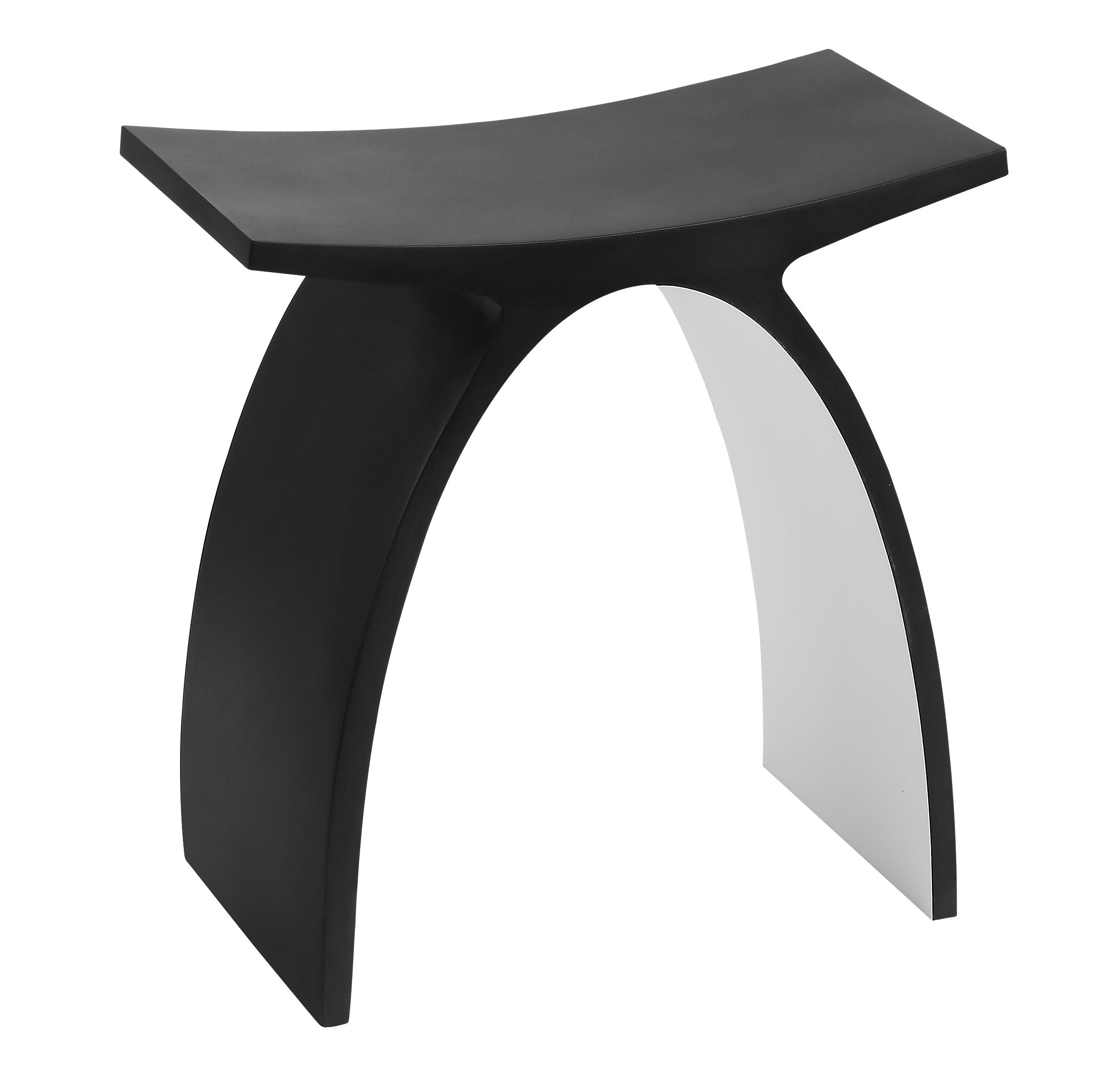 ALFI brand ABST77BM Black Matte Arched Solid Surface Resin Bathroom / Shower Stool, Black & White