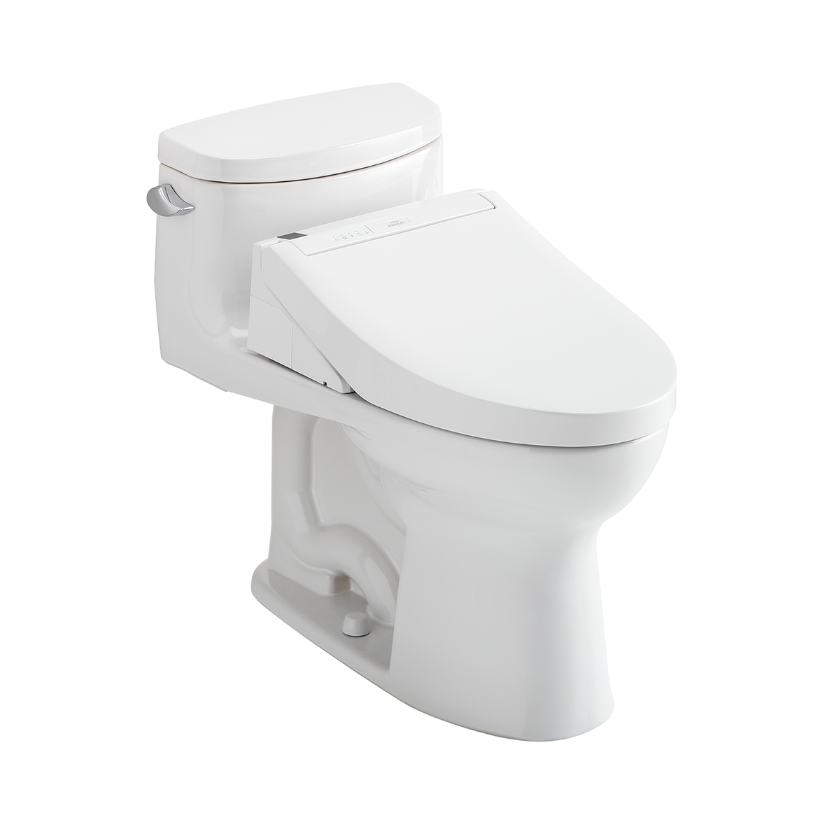 TOTO WASHLET+ Supreme II One-Piece Elongated 1.28 GPF Toilet and WASHLET+ C5 Bidet Seat, Cotton White, Vitreous China|Plastic, MW6343084CEFG#01