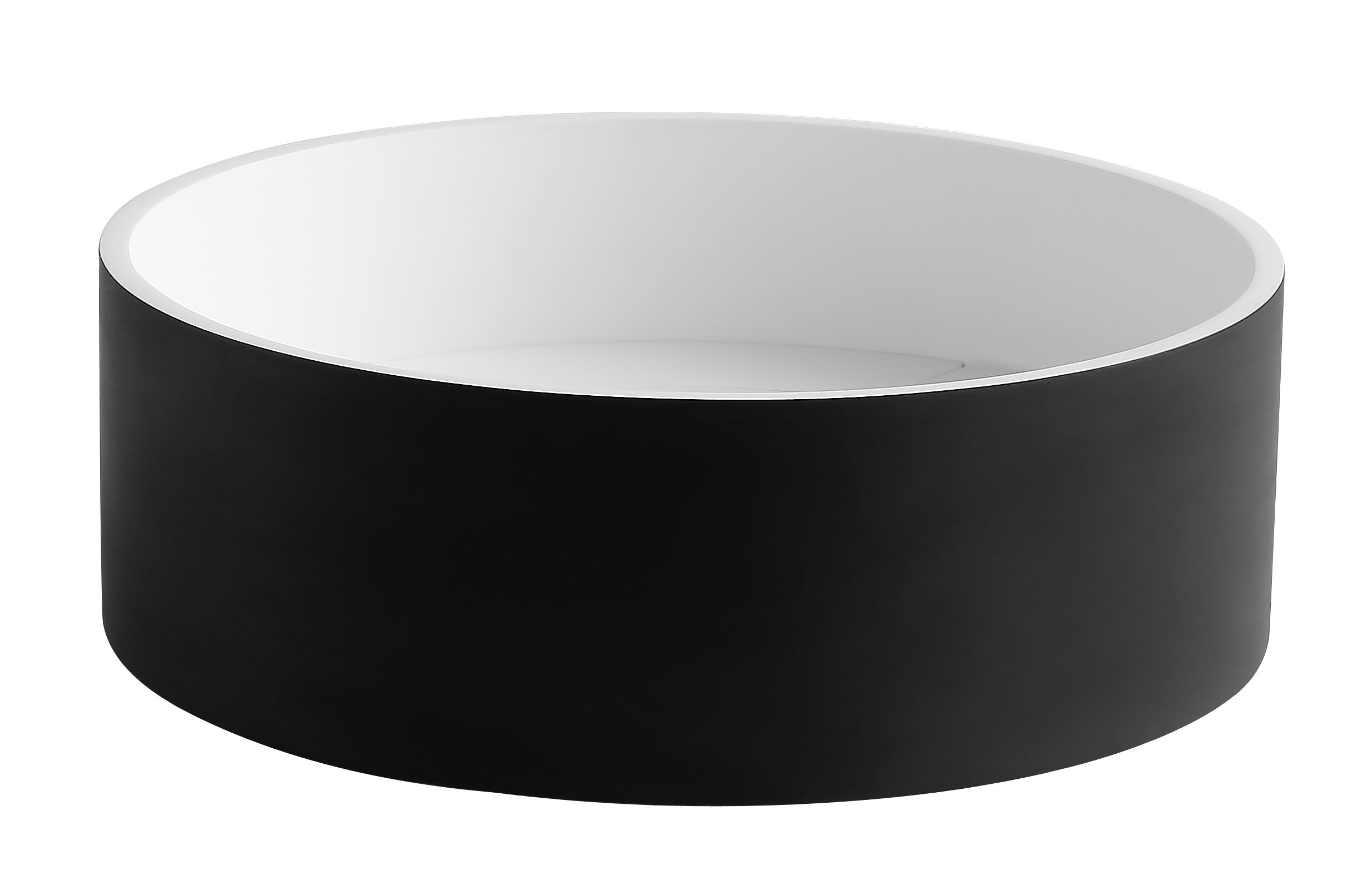 Alternate Image for ALFI brand 15.13" x 15.13" Round Above Mount Resin Bathroom Sink, Black & White, No Faucet Hole, ABRS15RBM