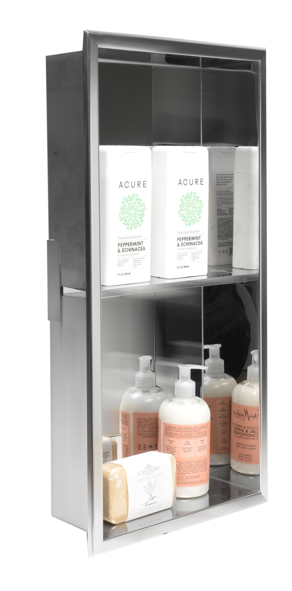 Alternate Image for ALFI brand ABN1224-PSS 12 x 24 Polished Stainless Steel Vertical Double Shelf Bath Shower Niche, 20 Gauge