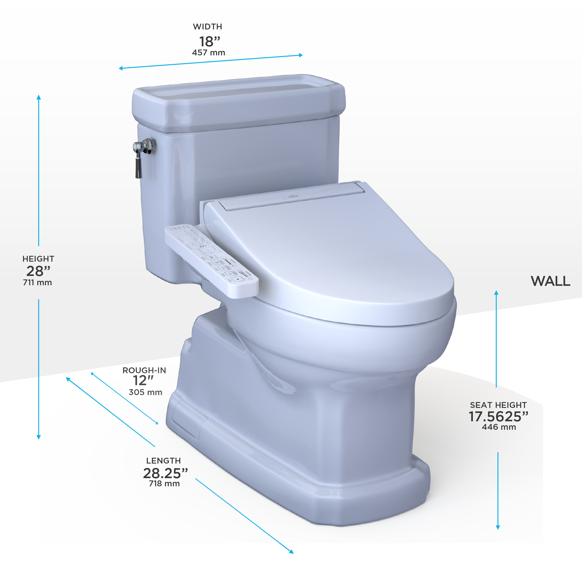 Alternate Image for TOTO WASHLET+ Eco Guinevere Elongated 1.28 GPF Universal Height Toilet with C2 Bidet Seat, Cotton White, Vitreous China|Plastic, MW9743074CEFG#01