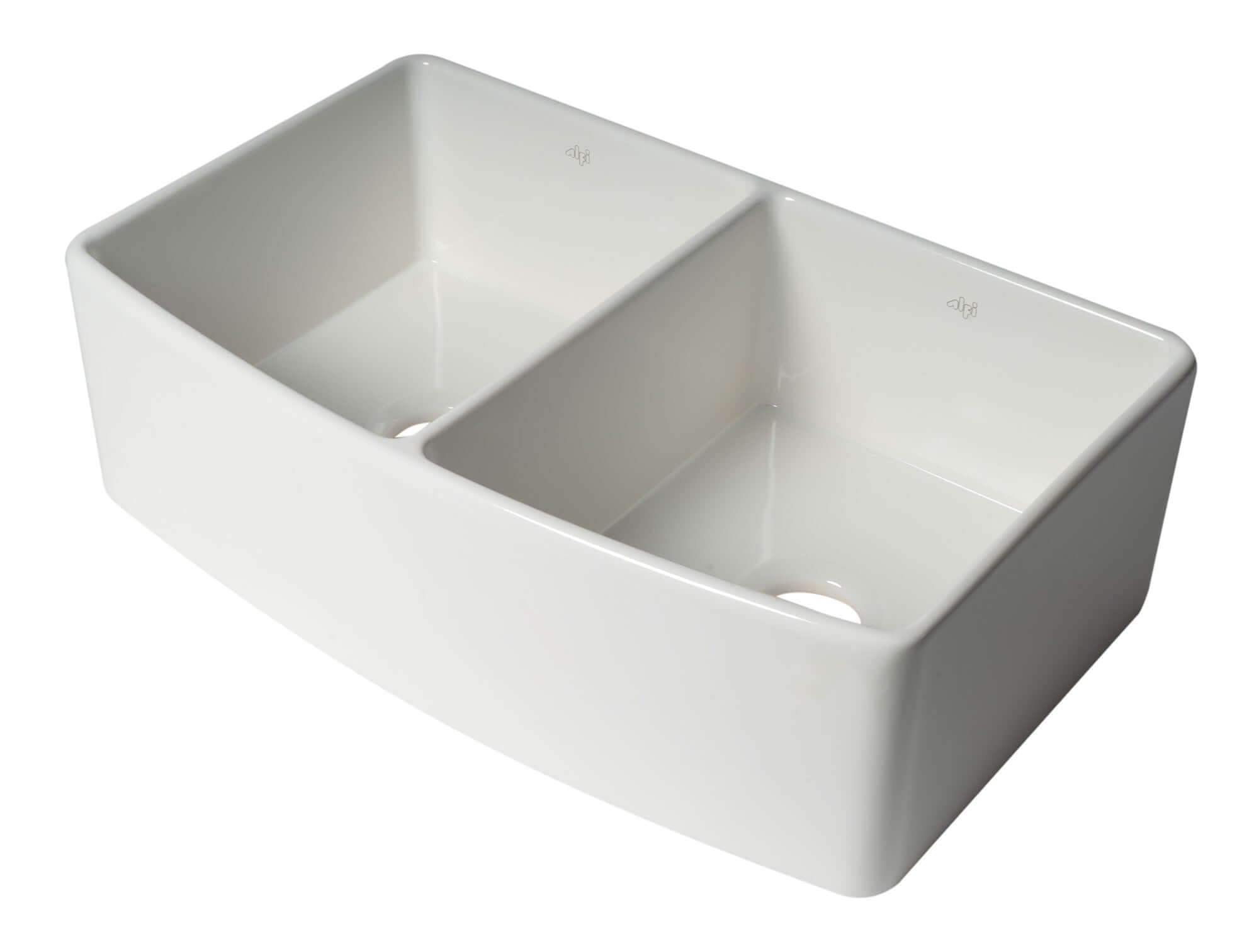Alternate Image for ALFI brand 33" Fireclay Farmhouse Sink with Accessories, 50/50 Double Bowl, White, ABFC3320D-W