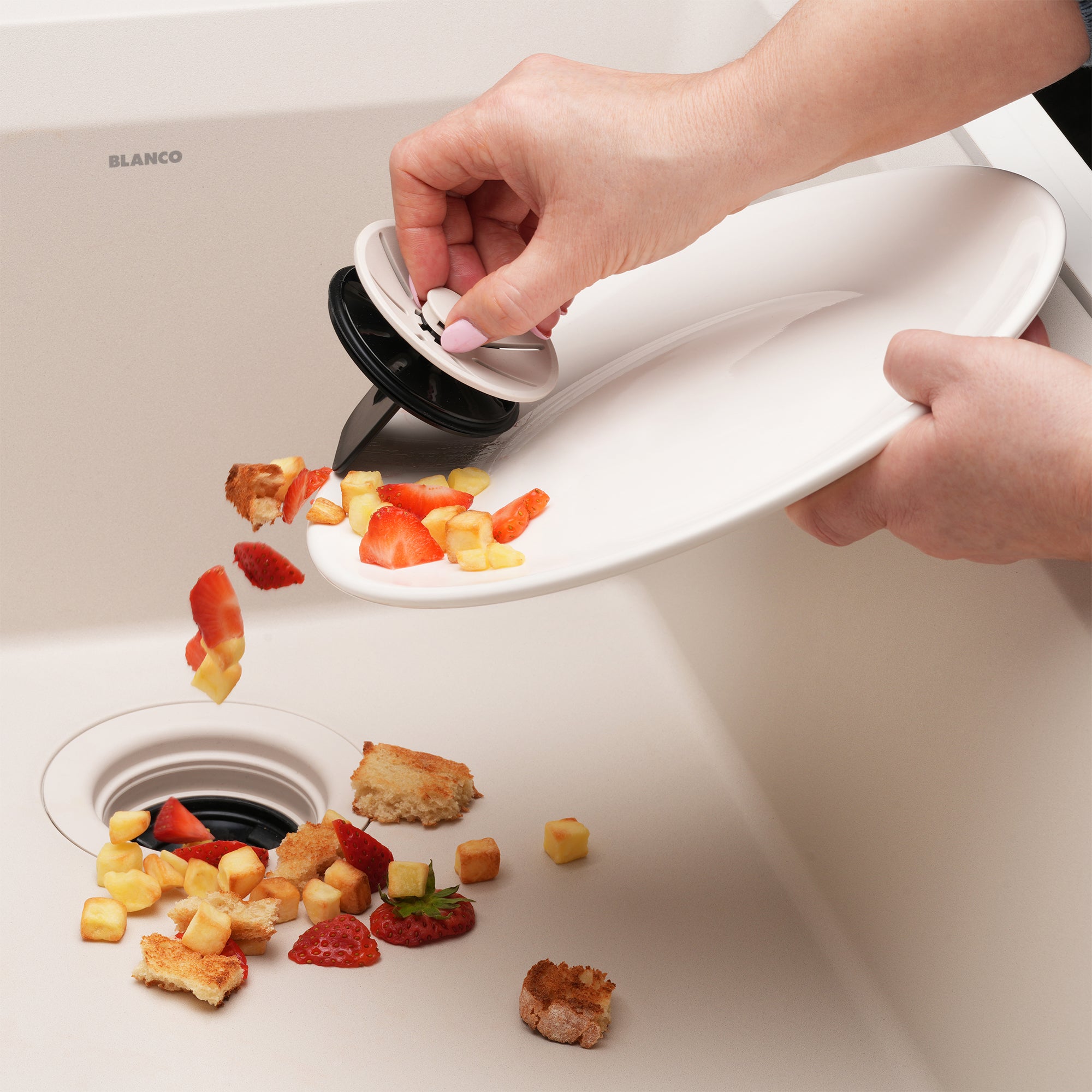 Blanco Essential Silgranit Color-Matched Disposal Flange Drain Insert with Waste Scraper Product Image