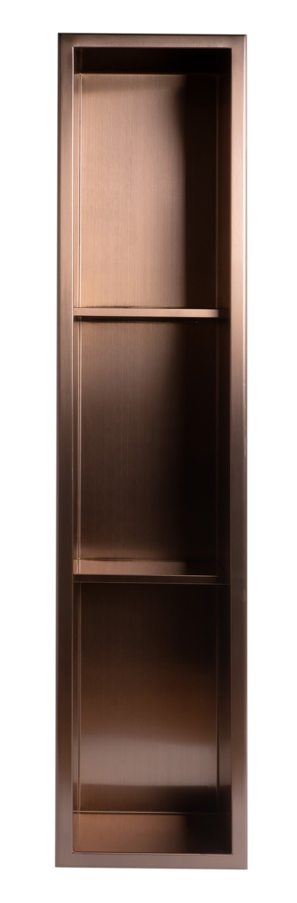 Alternate Image for ALFI brand ABNP0836-BC 8" x 36" Brushed Copper PVD Stainless Steel Vertical Triple Shelf Shower Niche, 20 Gauge
