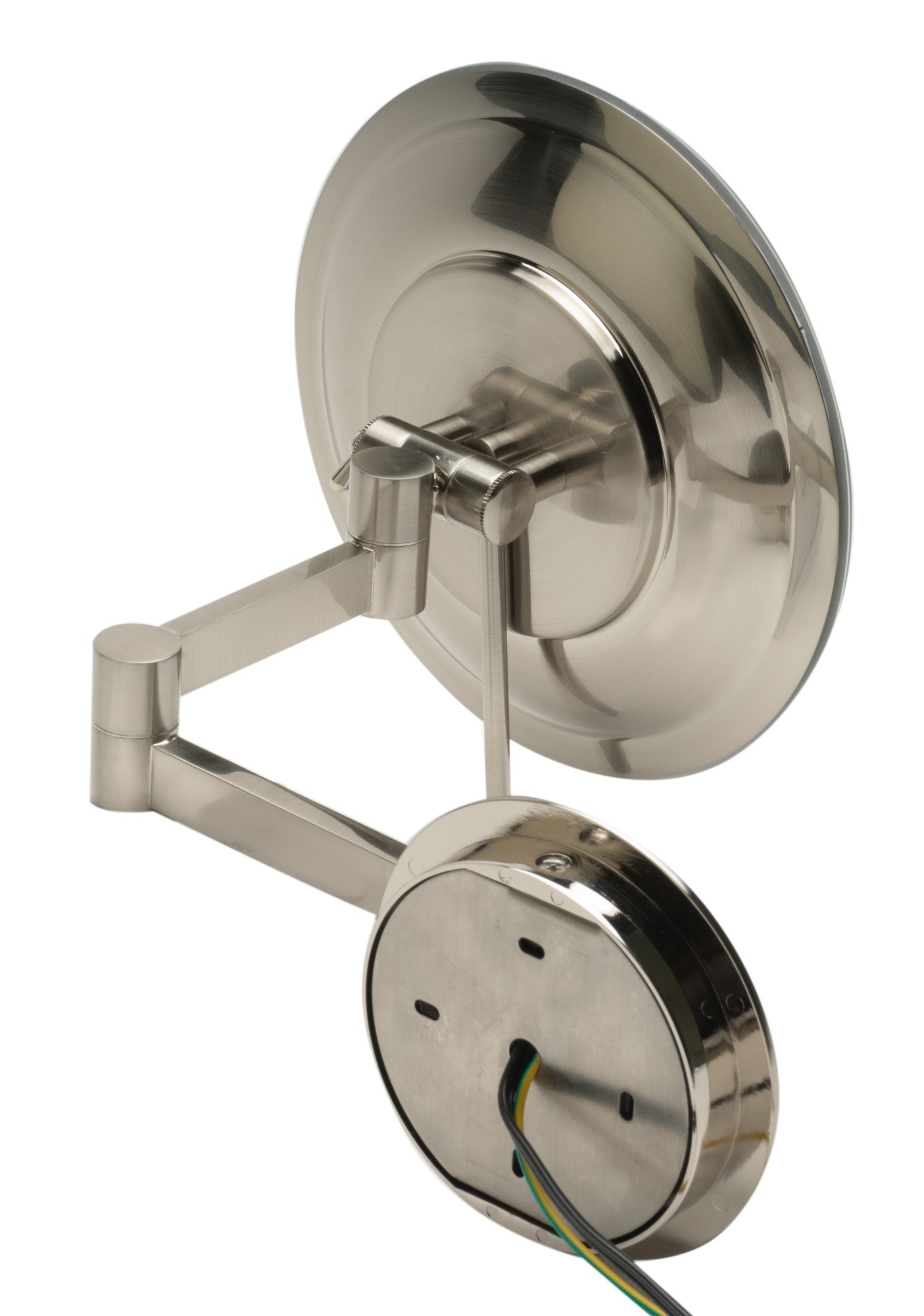 Alternate Image for ALFI brand ABM9WLED-BN Brushed Nickel Wall Mount Round 9" 5x Magnifying Cosmetic Mirror with Light