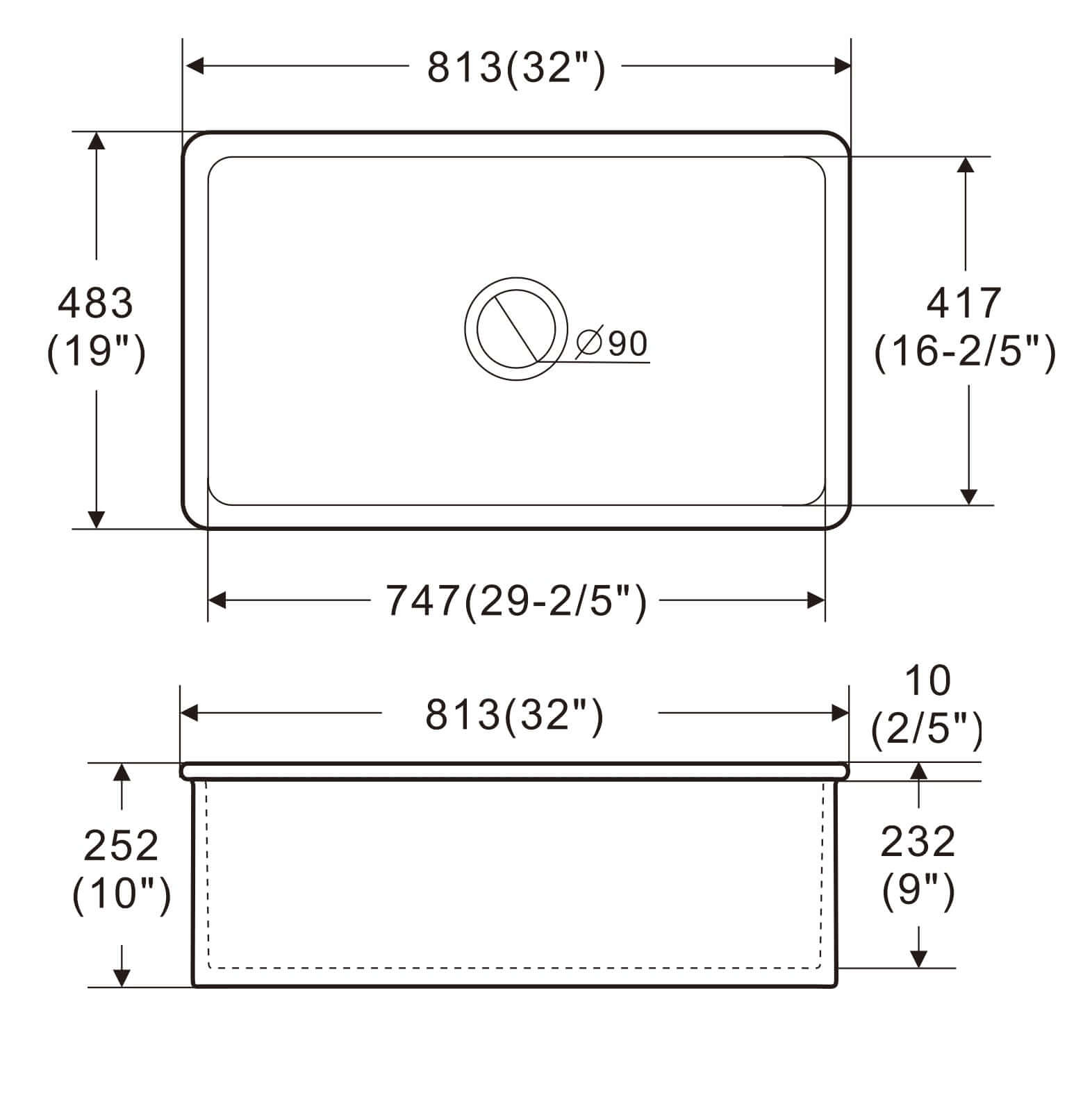 Alternate Image for ALFI brand 32" Dual Mount Fireclay Kitchen Sink, White, No Faucet Hole, ABF3219SUD-W