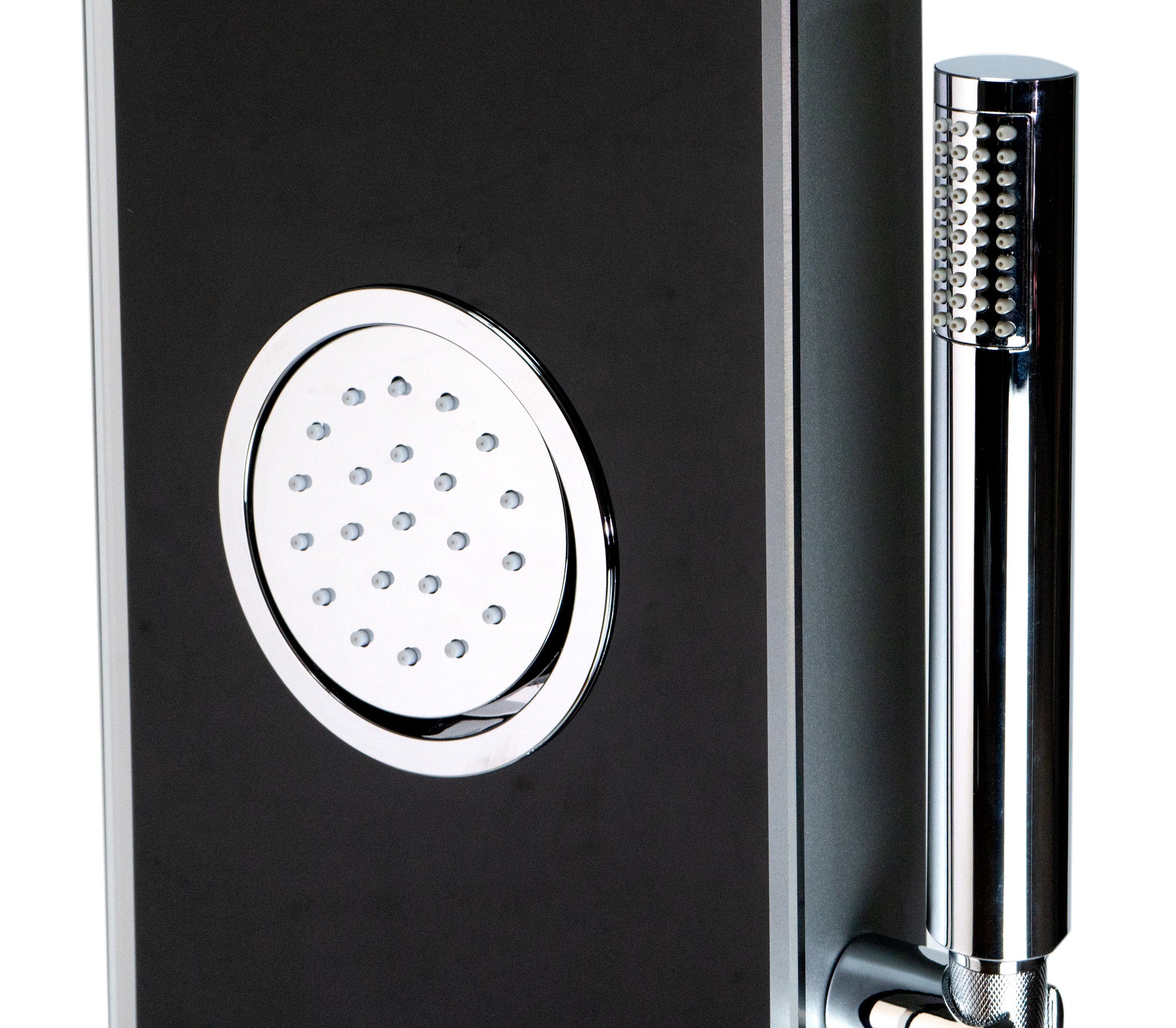 Alternate Image for ALFI brand ABSP55B Black Glass Shower Panel with 2 Body Sprays and Rain Shower Head