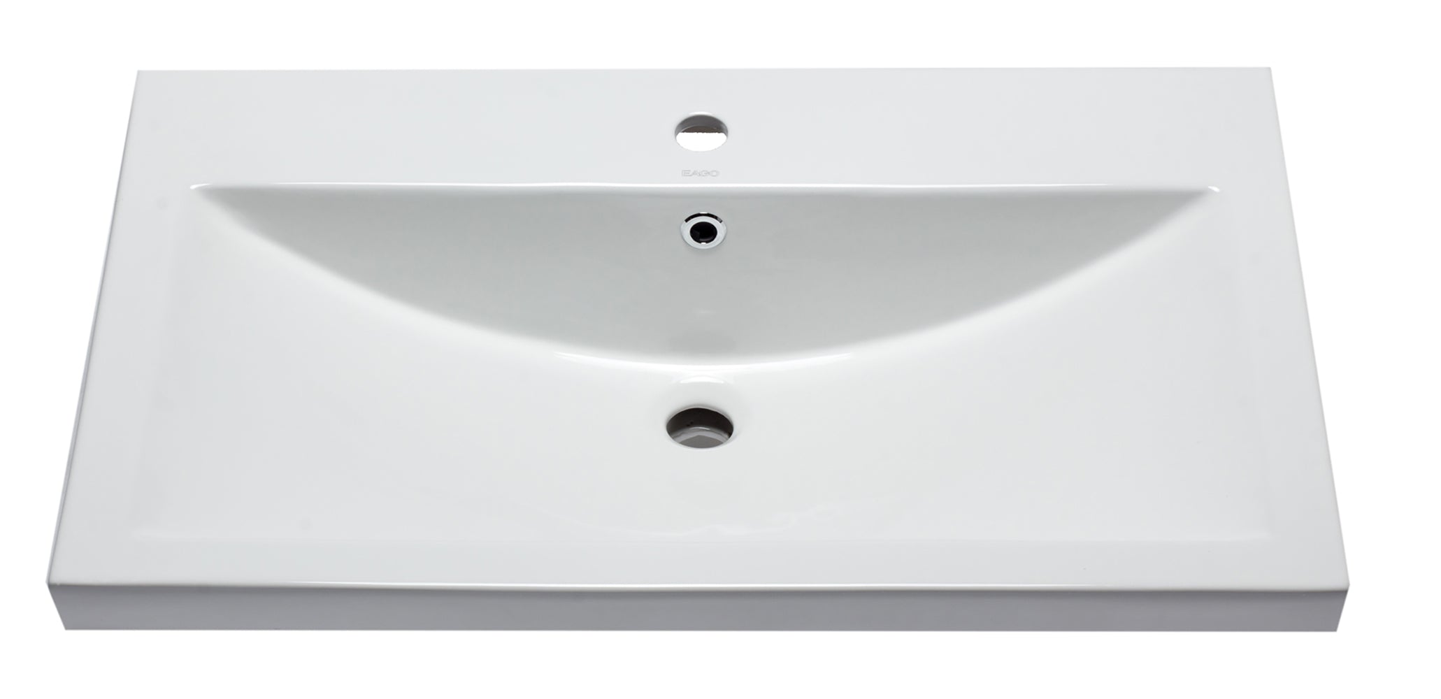Alternate Image for Eago 31.5" x 19.13" Rectangle Drop In Porcelain Bathroom Sink, White, 1 Faucet Hole, BH001