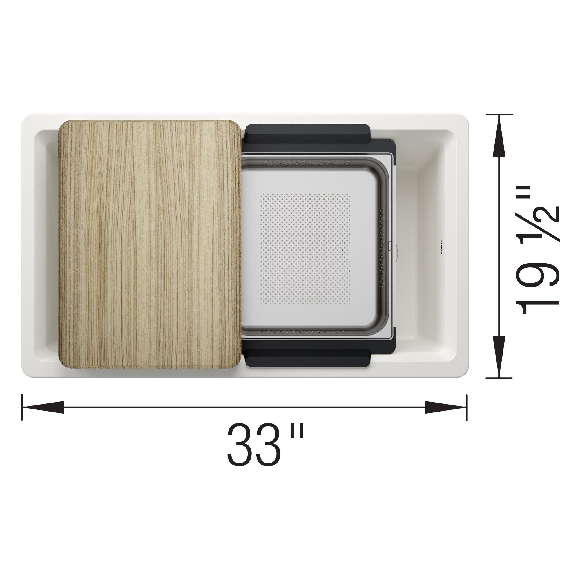 Alternate Image for Blanco Inteos 33" Undermount Silgranit Workstation Kitchen Sink, White, No Faucet Hole, 443314