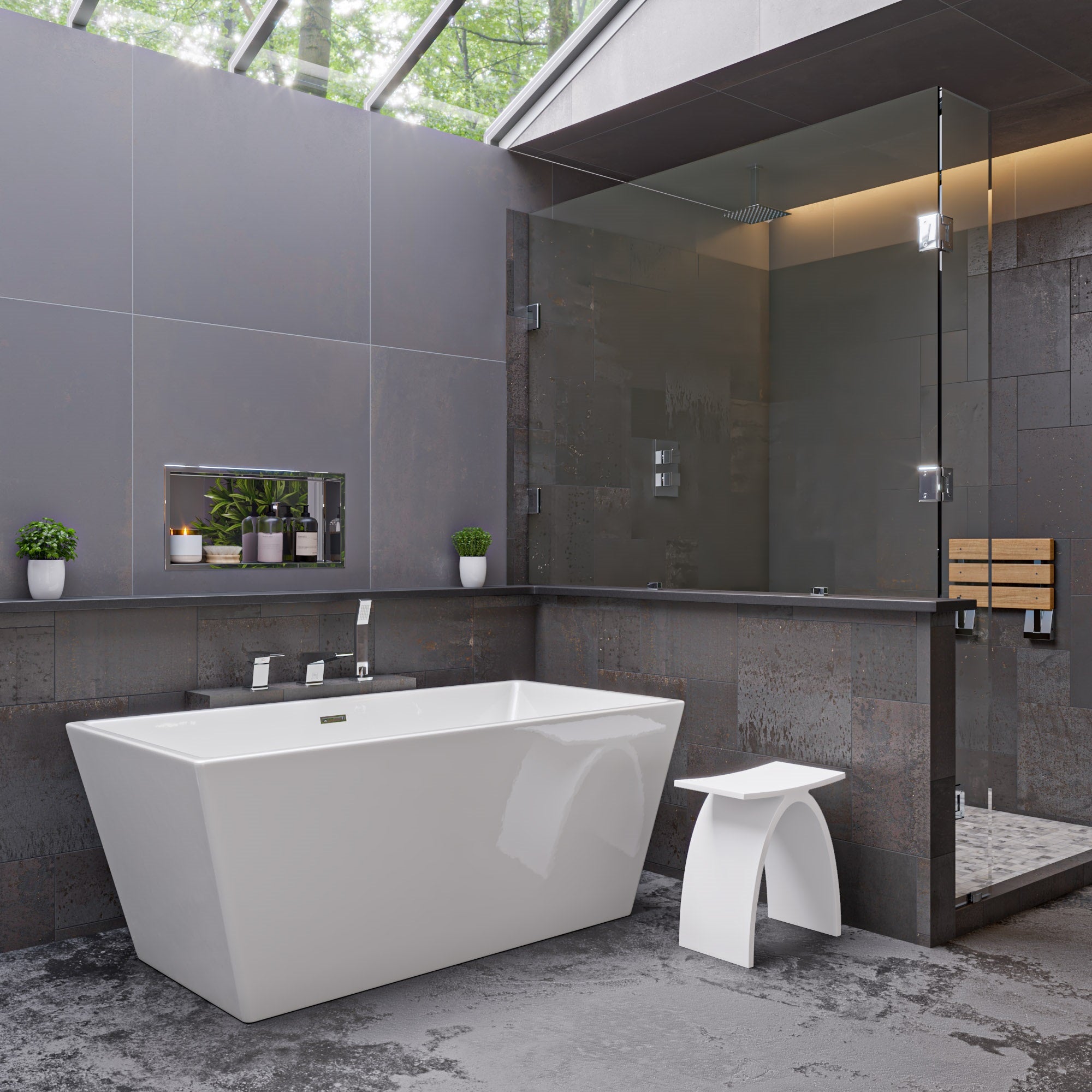 Alternate Image for ALFI brand 59" Acrylic Free Standing Rectangle Soaking Bathtub, White, AB8833
