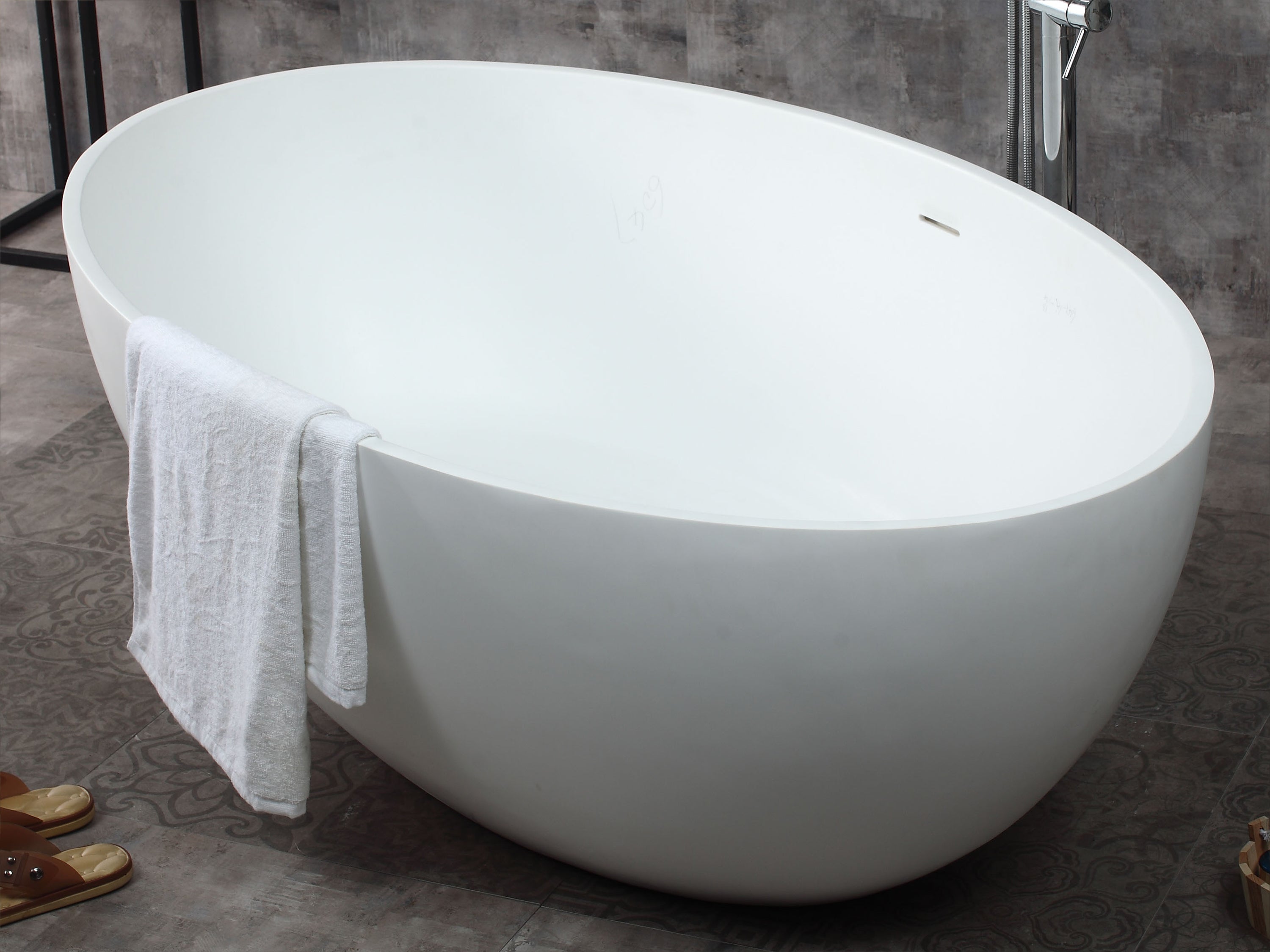 Alternate Image for ALFI brand 67" Solid Surface Smooth Resin Free Standing Oval Soaking Bathtub, White Matte, AB9941