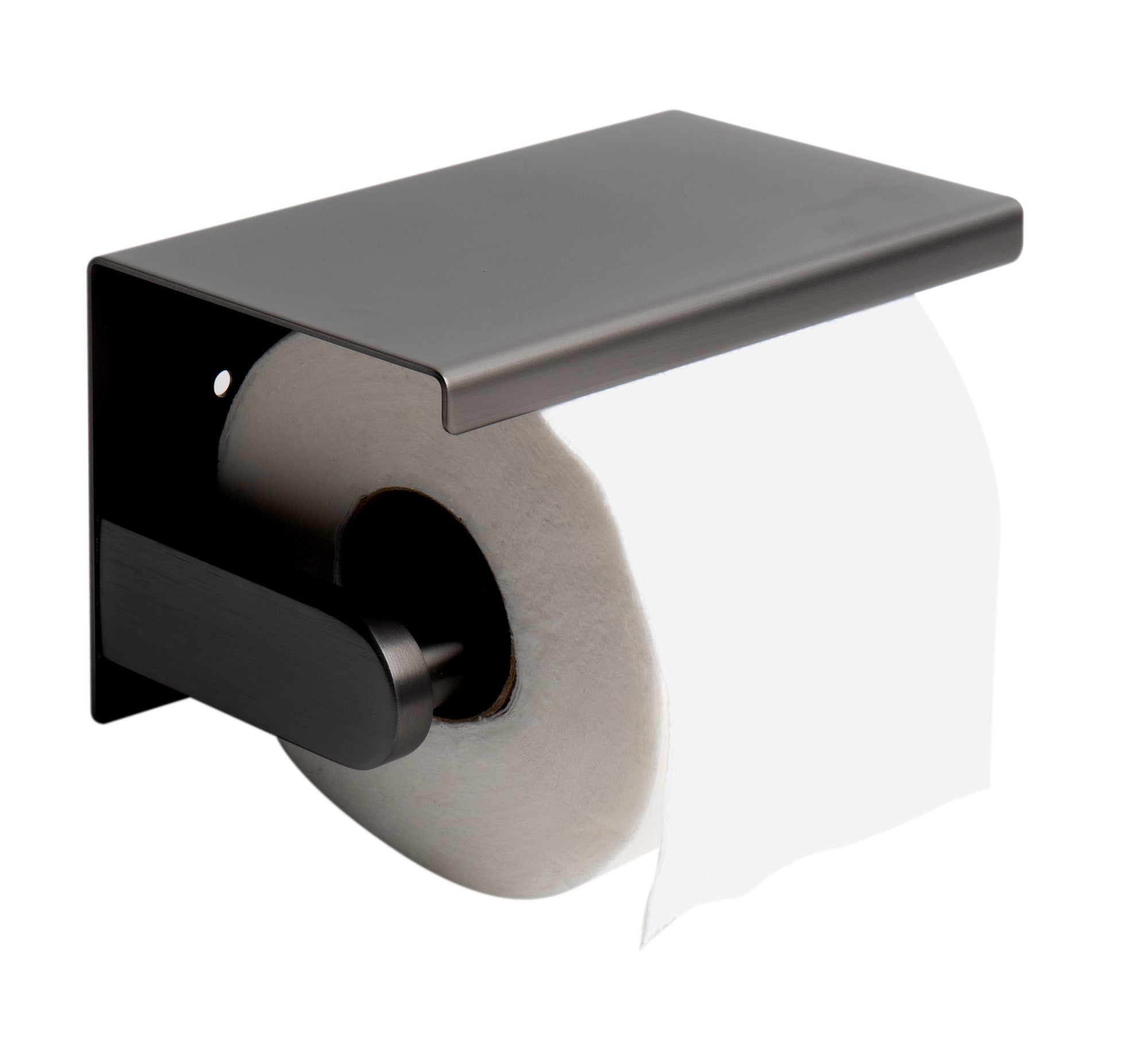 ALFI brand ABTPP66-BB Brushed Black PVD Stainless Steel Toilet Paper Holder with Shelf