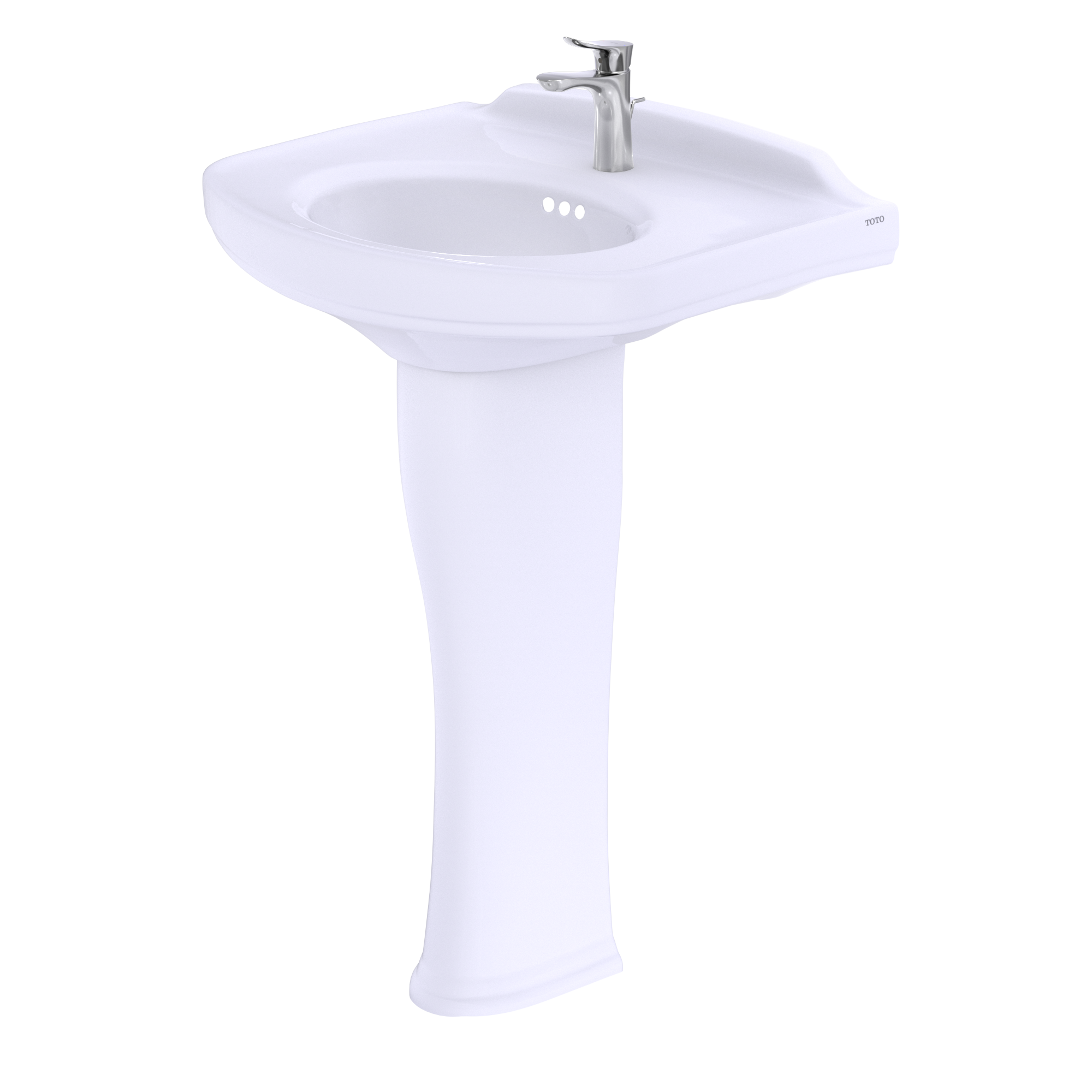 Alternate Image for TOTO Dartmouth Rectangular Pedestal Bathroom Sink with Arched Front for Single Hole Faucets, Cotton White, Vitreous China, LPT642#01