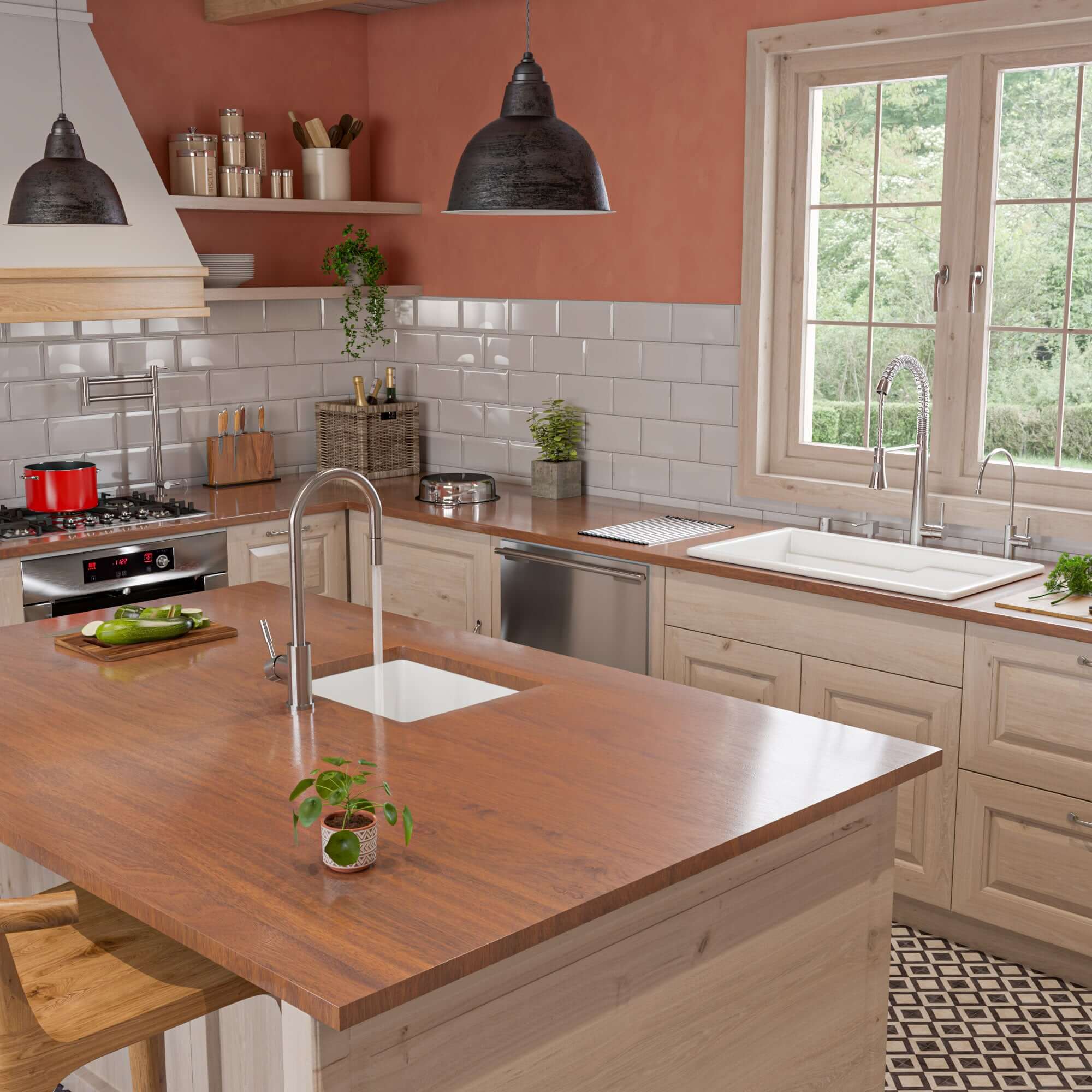 ALFI brand 32 fireclay workstation farmhouse step rim sink white product image