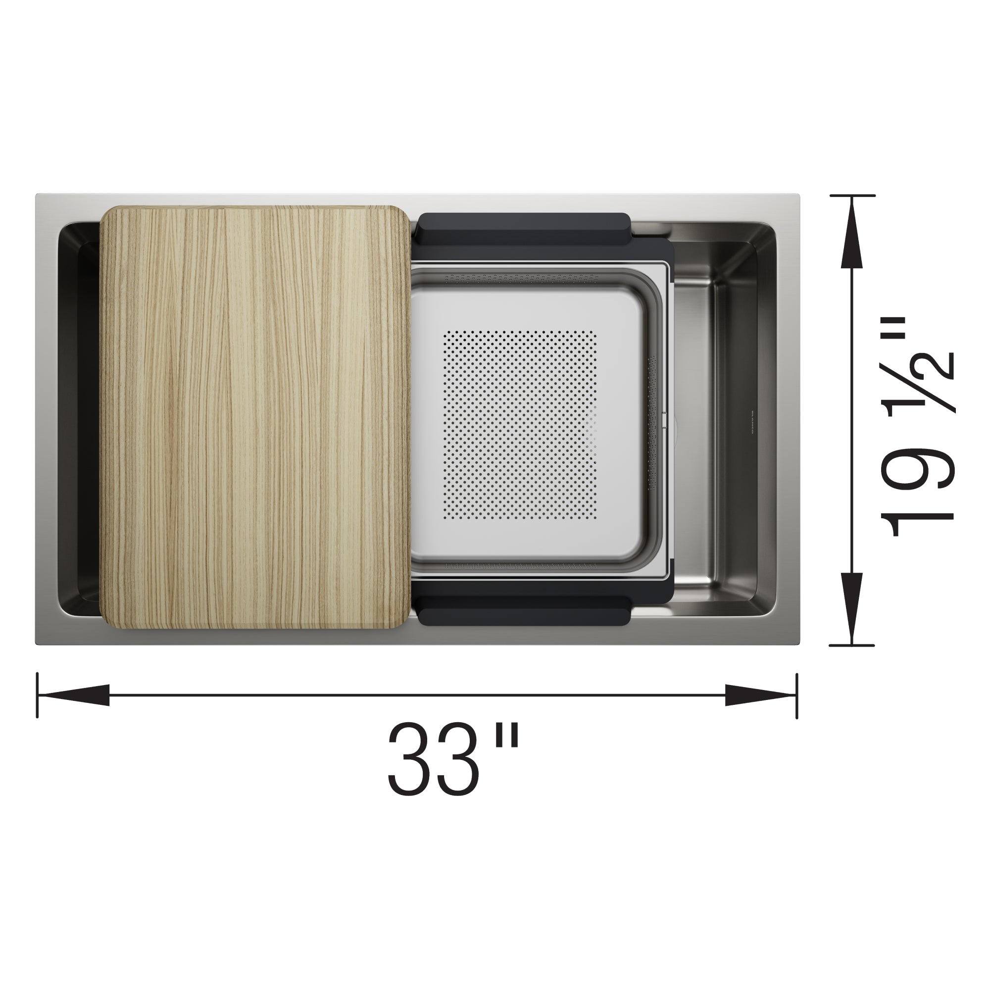 Alternate Image for Blanco Inteos 33" Undermount Stainless Steel Workstation Kitchen Sink, Satin Polish, 18 Gauge, No Faucet Hole, 443300