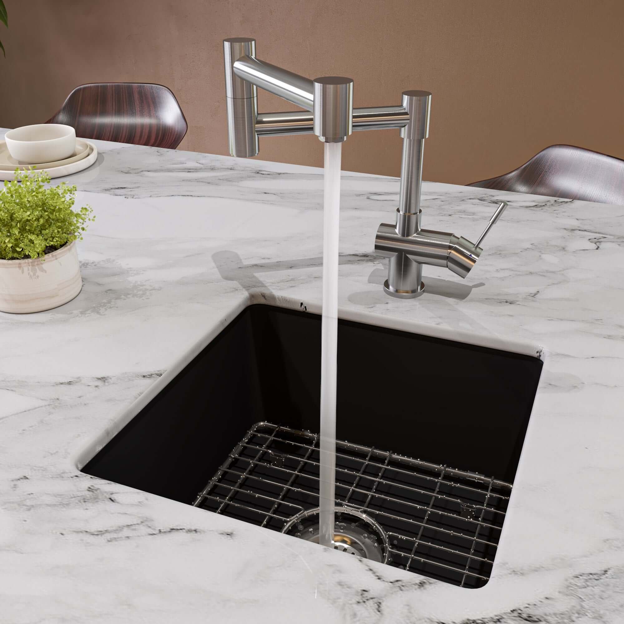 Alternate Image for ALFI brand 18" Square Fireclay Bar/Prep Sink, Black Matte, ABF1818S-BM