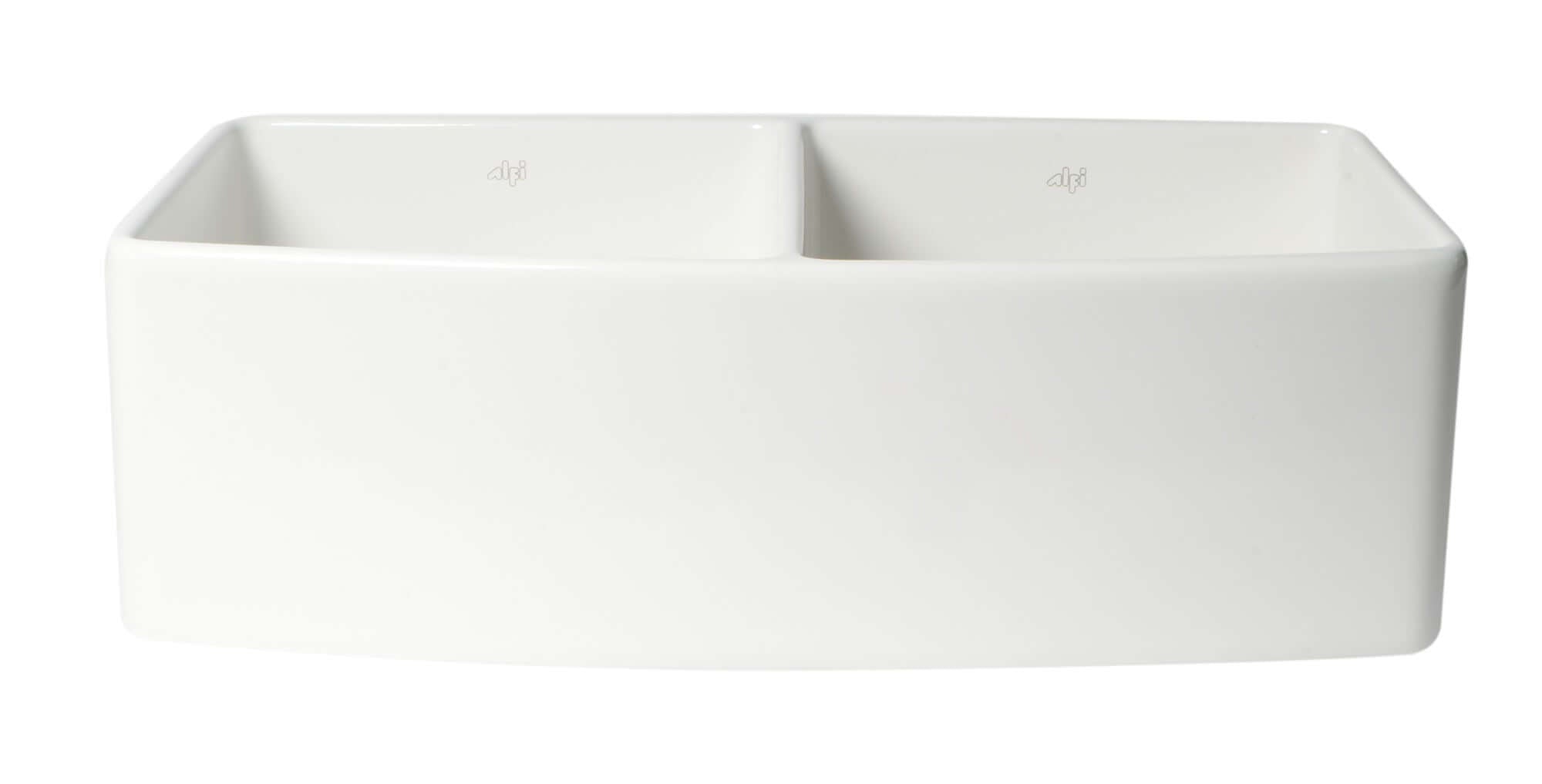 Alternate Image for ALFI brand 33" Fireclay Farmhouse Sink with Accessories, 50/50 Double Bowl, White, ABFC3320D-W