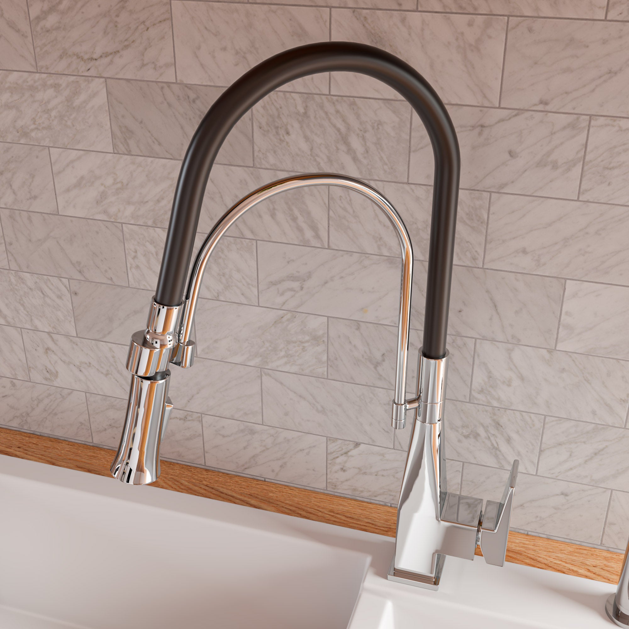 Alternate Image for ALFI brand 1.8 GPM Lever Gooseneck Spout Touch Kitchen Faucet, Modern, Gray, Polished Chrome, ABKF3023-PC