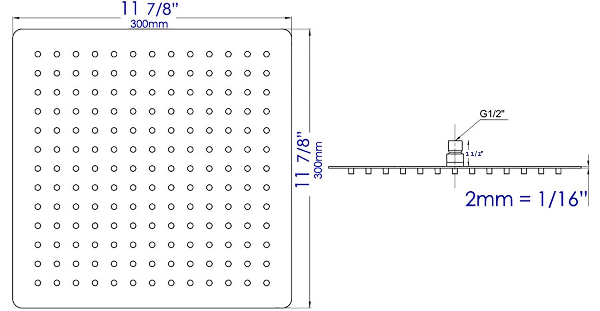 Alternative View of ALFI brand RAIN12S-BSS Solid Brushed Stainless Steel 12" Square Ultra Thin Rain Shower Head