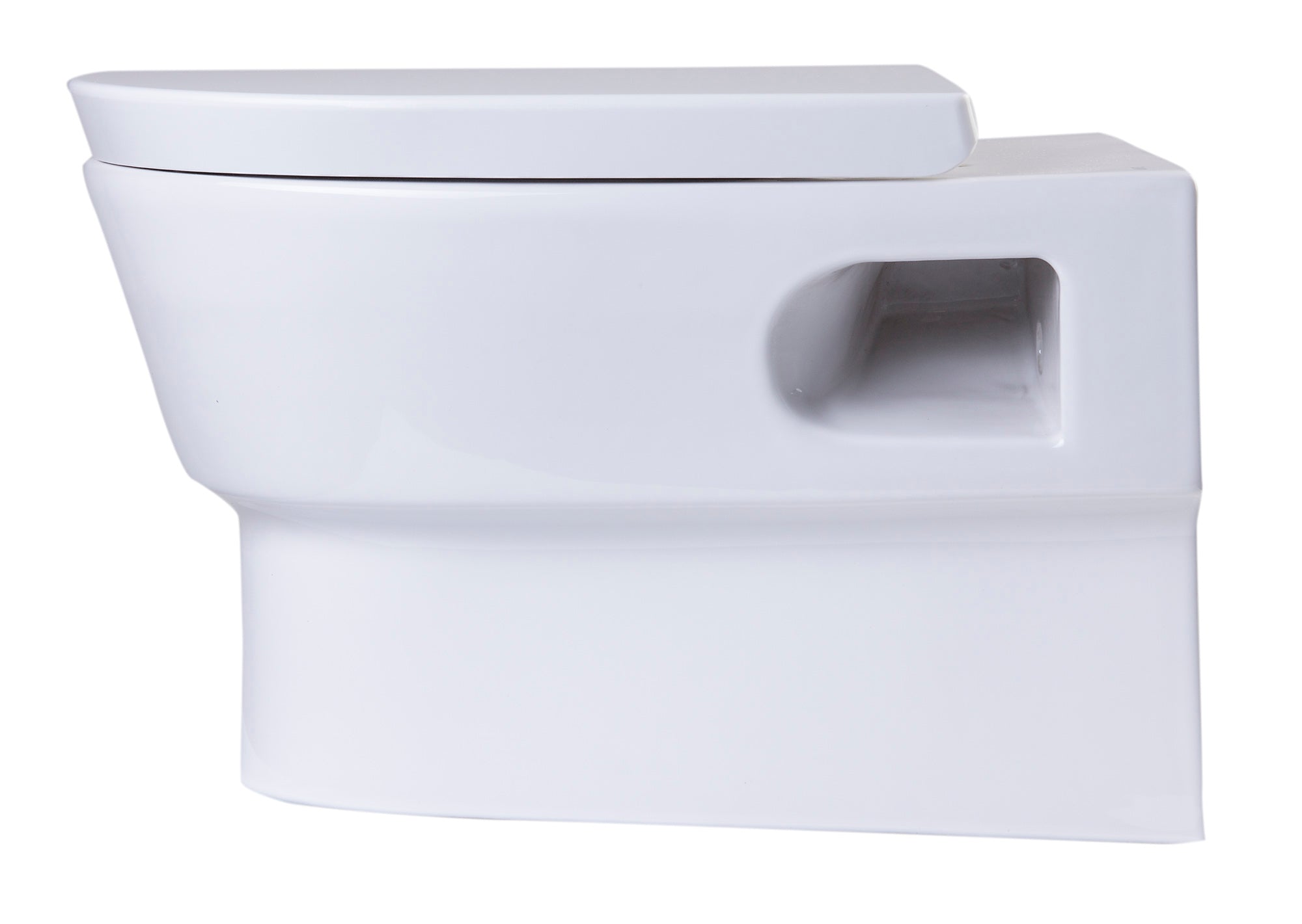 Alternate Image for EAGO Porcelain, White, WD332 Round Modern Wall Mount Dual Flush Toilet Bowl