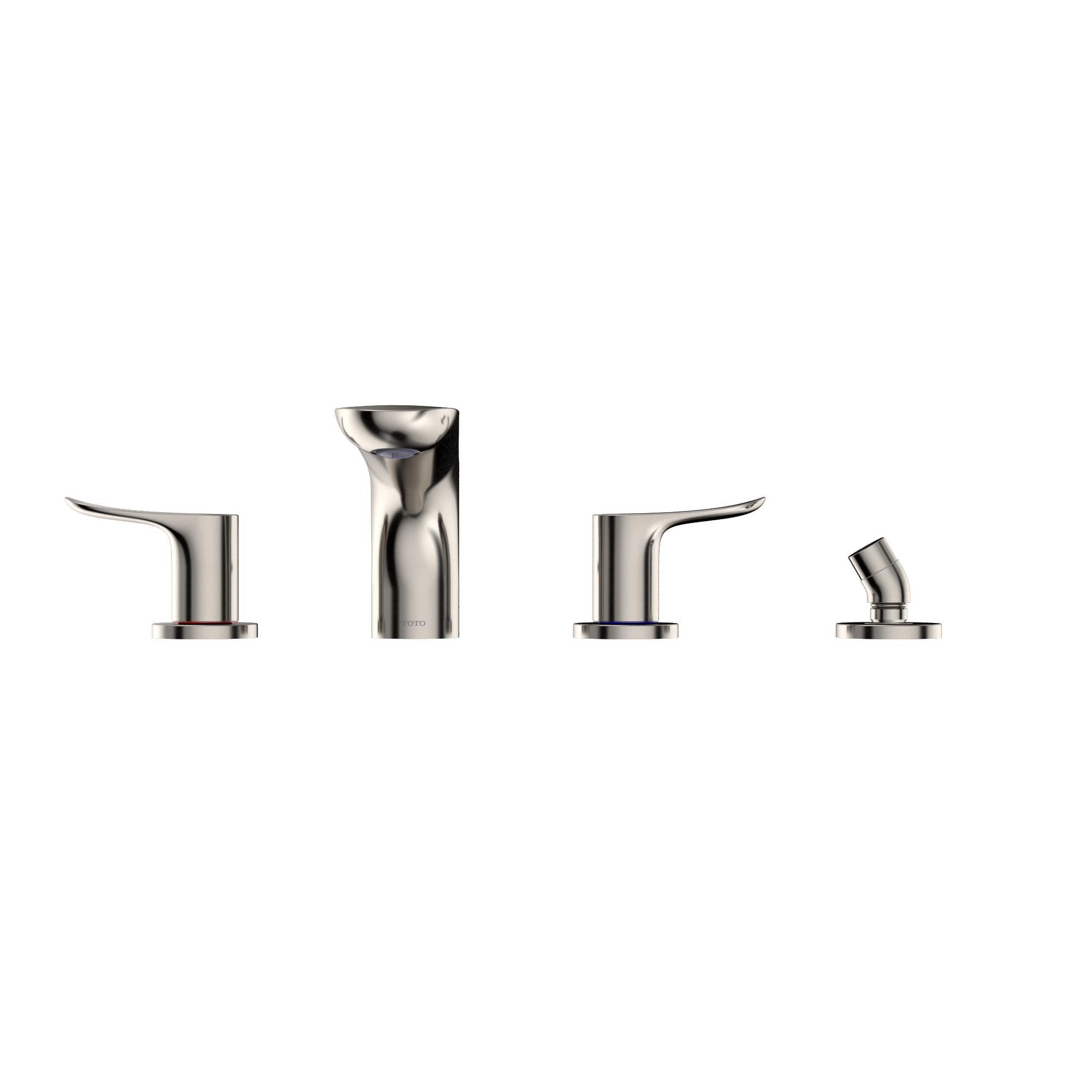 Alternate Image for TOTO GO Two-Handle Deck-Mount Roman Tub Filler Trim with Handshower, Polished Nickel, Brass, TBG01202U#PN