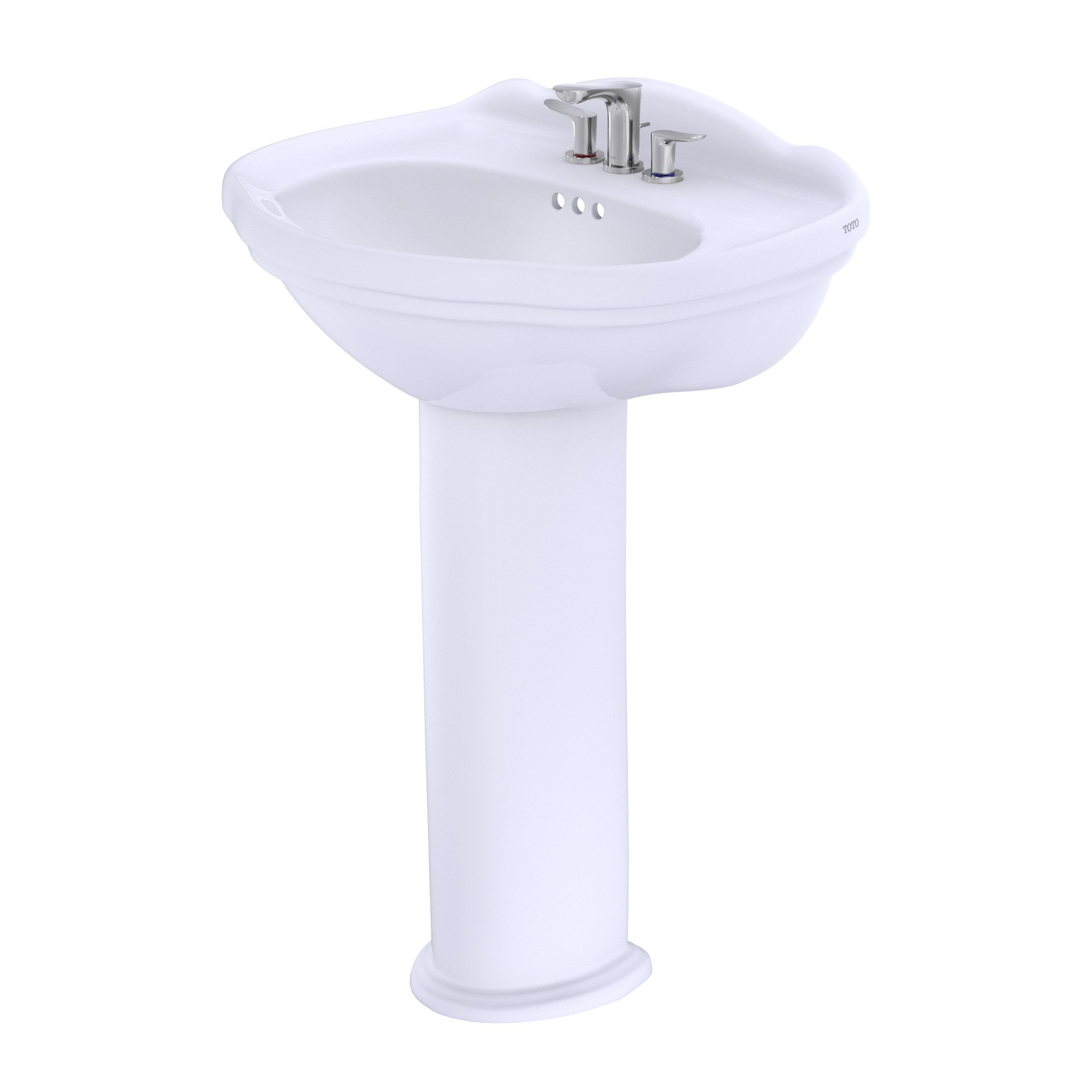 Alternate Image for TOTO Whitney Oval Pedestal Bathroom Sink for 4 Inch Center Faucets, Cotton White, Vitreous China, LPT754.4#01
