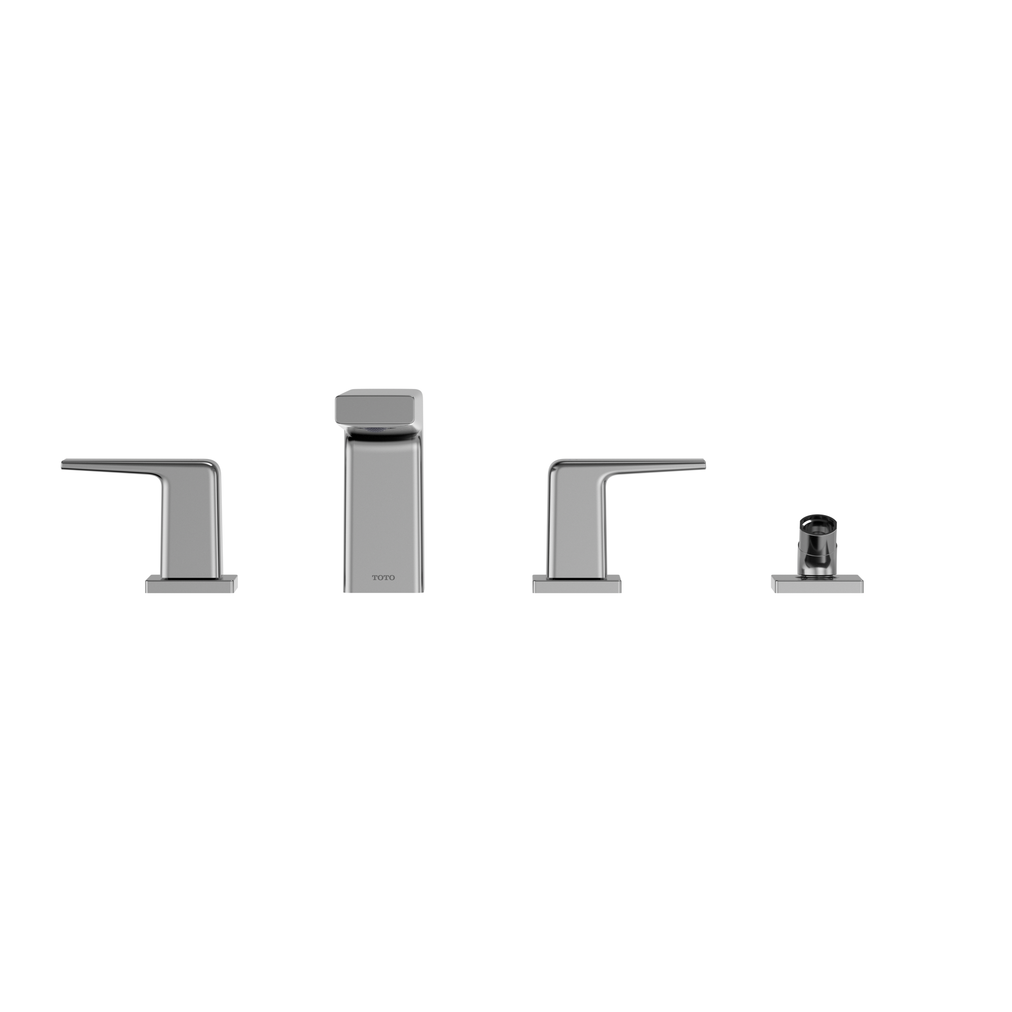 TOTO GB Two-Handle Deck-Mount Roman Tub Filler Trim with Handshower, Polished Chrome, Brass, TBG10202U#CP