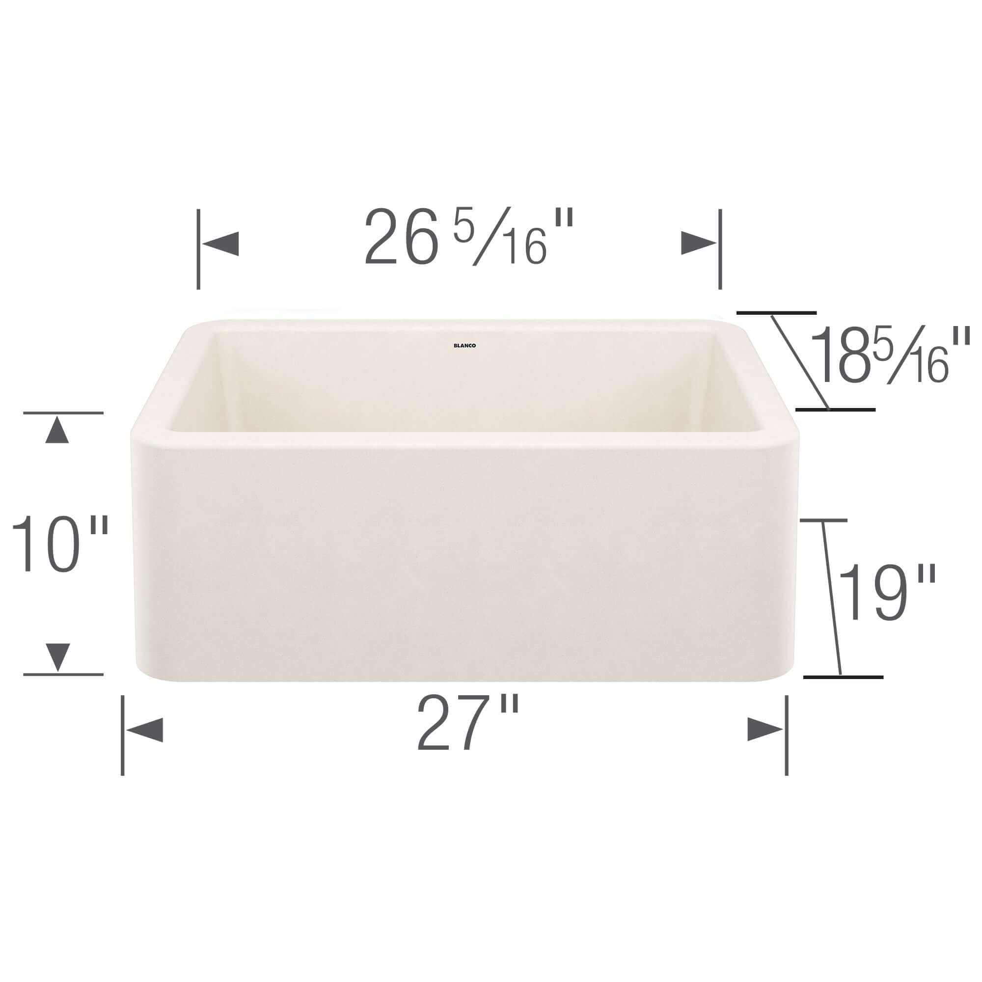 Blanco Ikon 27" Silgranit Farmhouse Sink, Soft White, No Faucet Hole, 443075