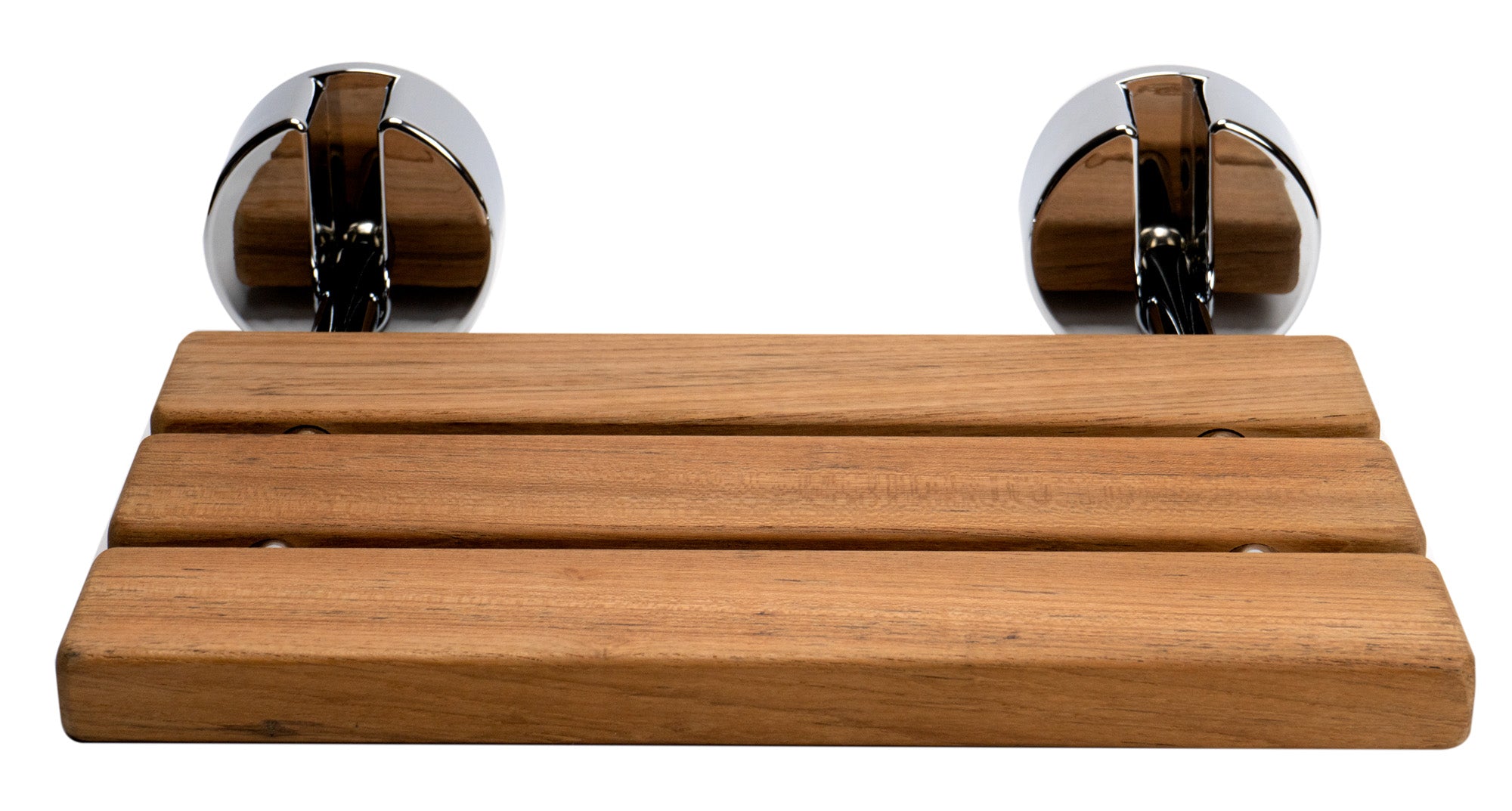 Alternate Image for ALFI brand ABS16R-PC Polished Chrome 16" Folding Teak Wood Shower Seat Bench, Natural Wood