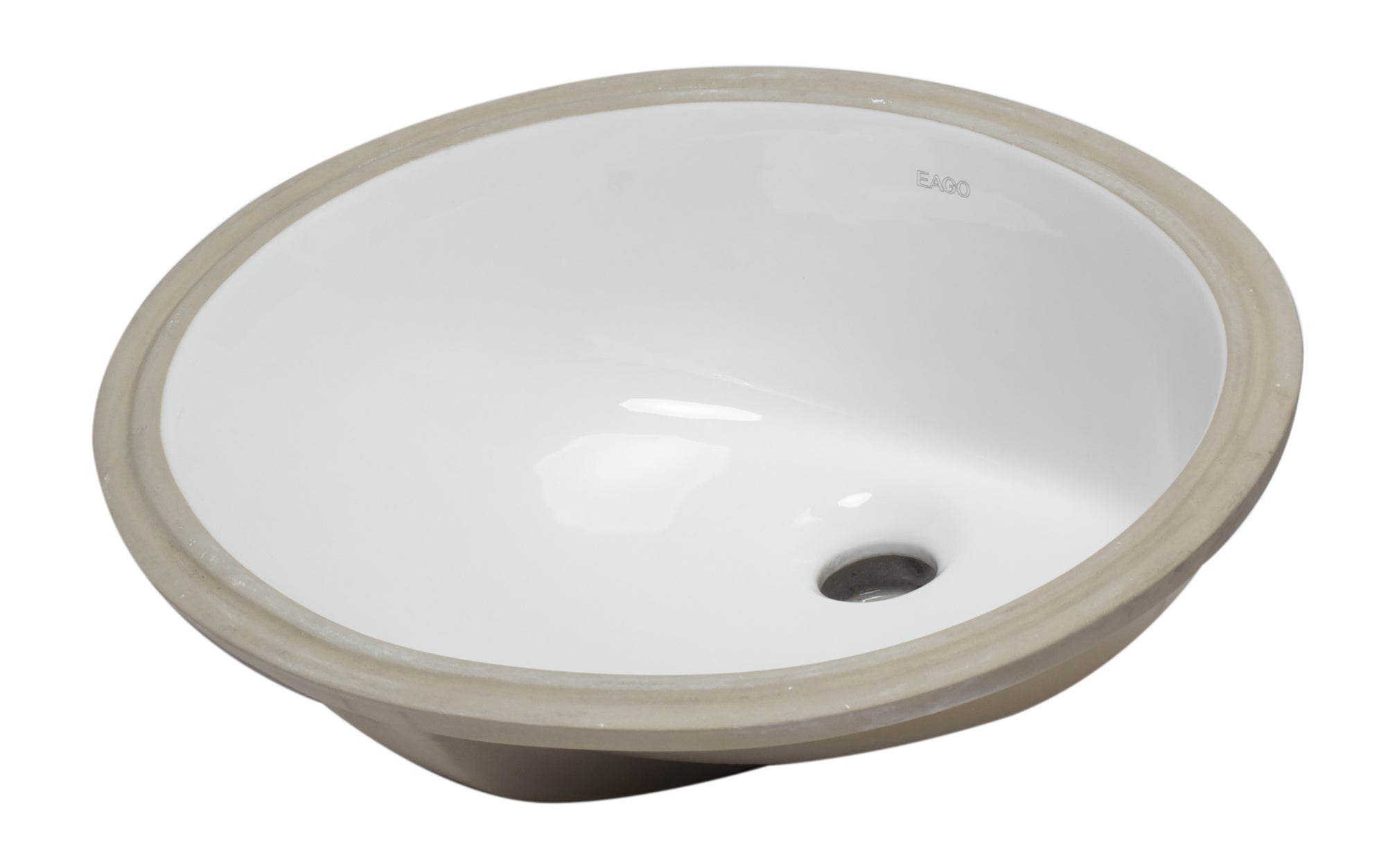 Alternate Image for Eago 17.75" x 15" Oval Under Mount Porcelain Bathroom Sink, White, No Faucet Hole, BC224